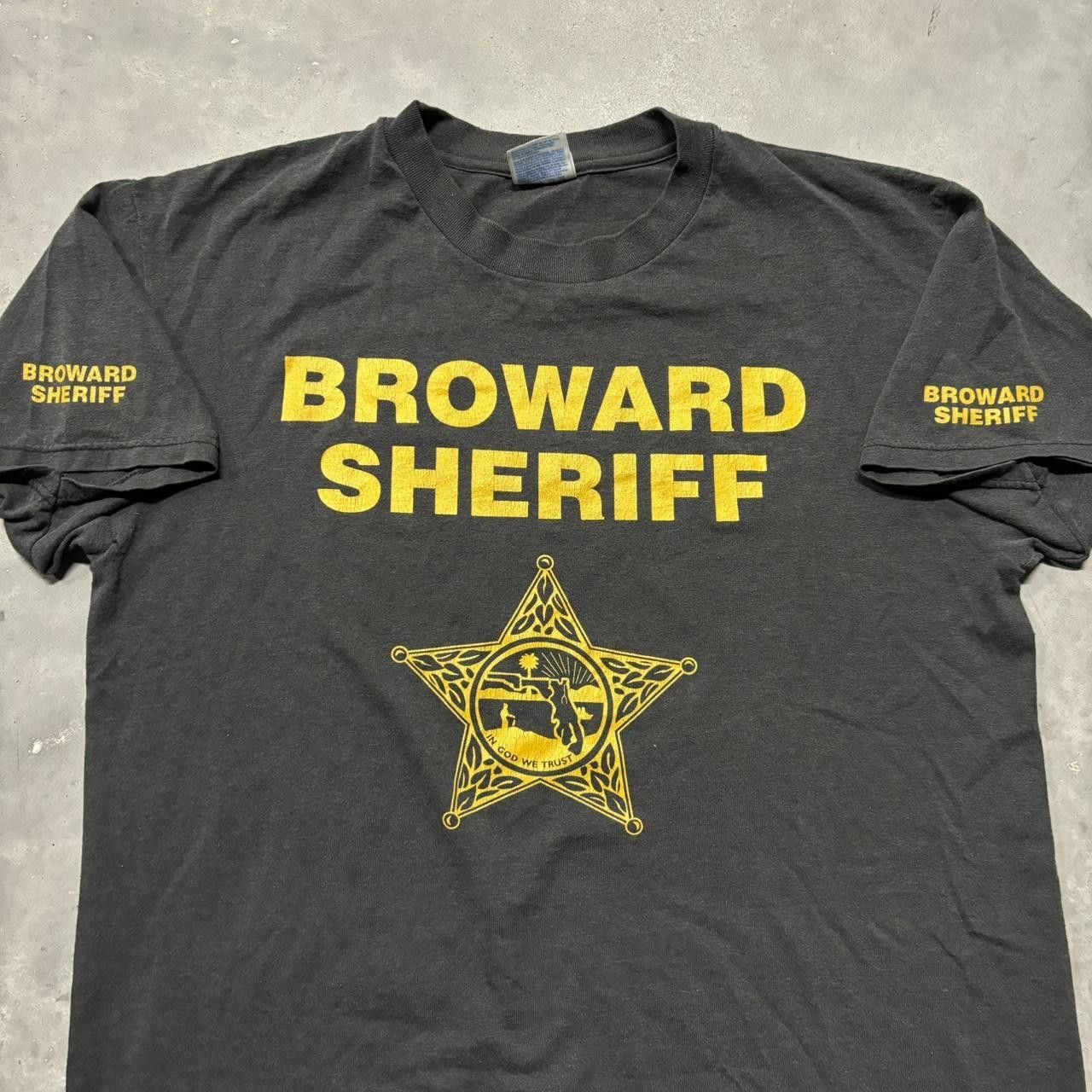 Japanese Brand × Vintage Crazy Vintage 90s Faded Broward Sheriff Opium Streetwear Graphic Tee! Size US L / EU 52-54 / 3 - 3 Thumbnail