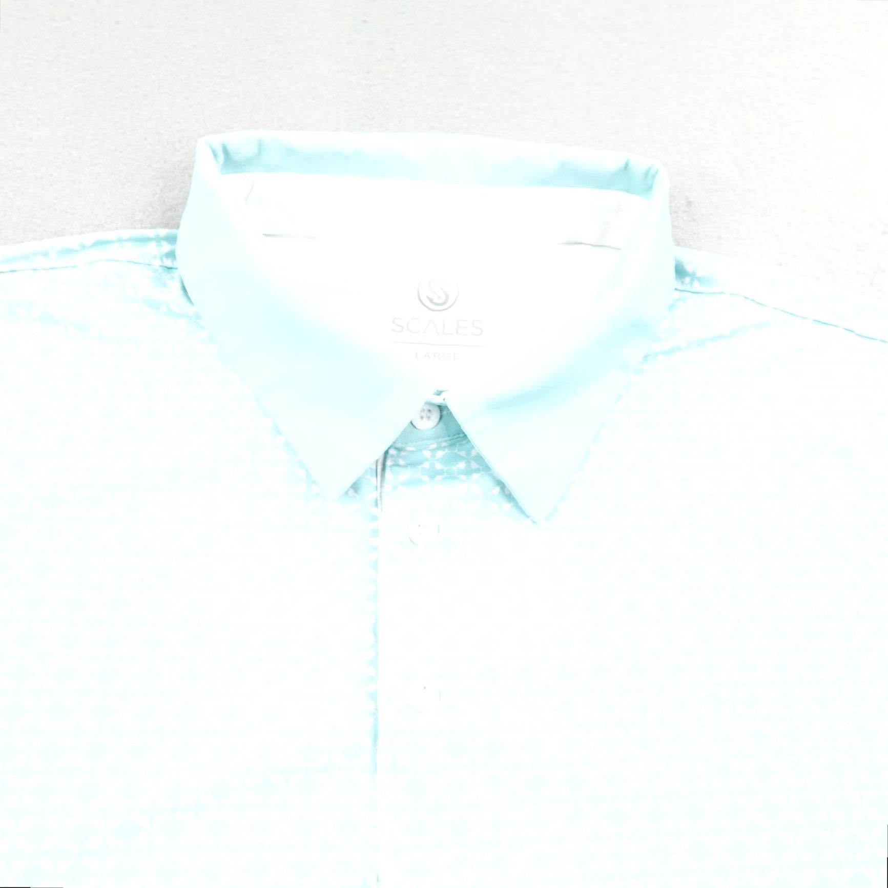 Vintage Scales Polo Shirt Mens Large Blue White Geometric Golf Performance US Am Tour Size US L / EU 52-54 / 3 - 2 Thumbnail