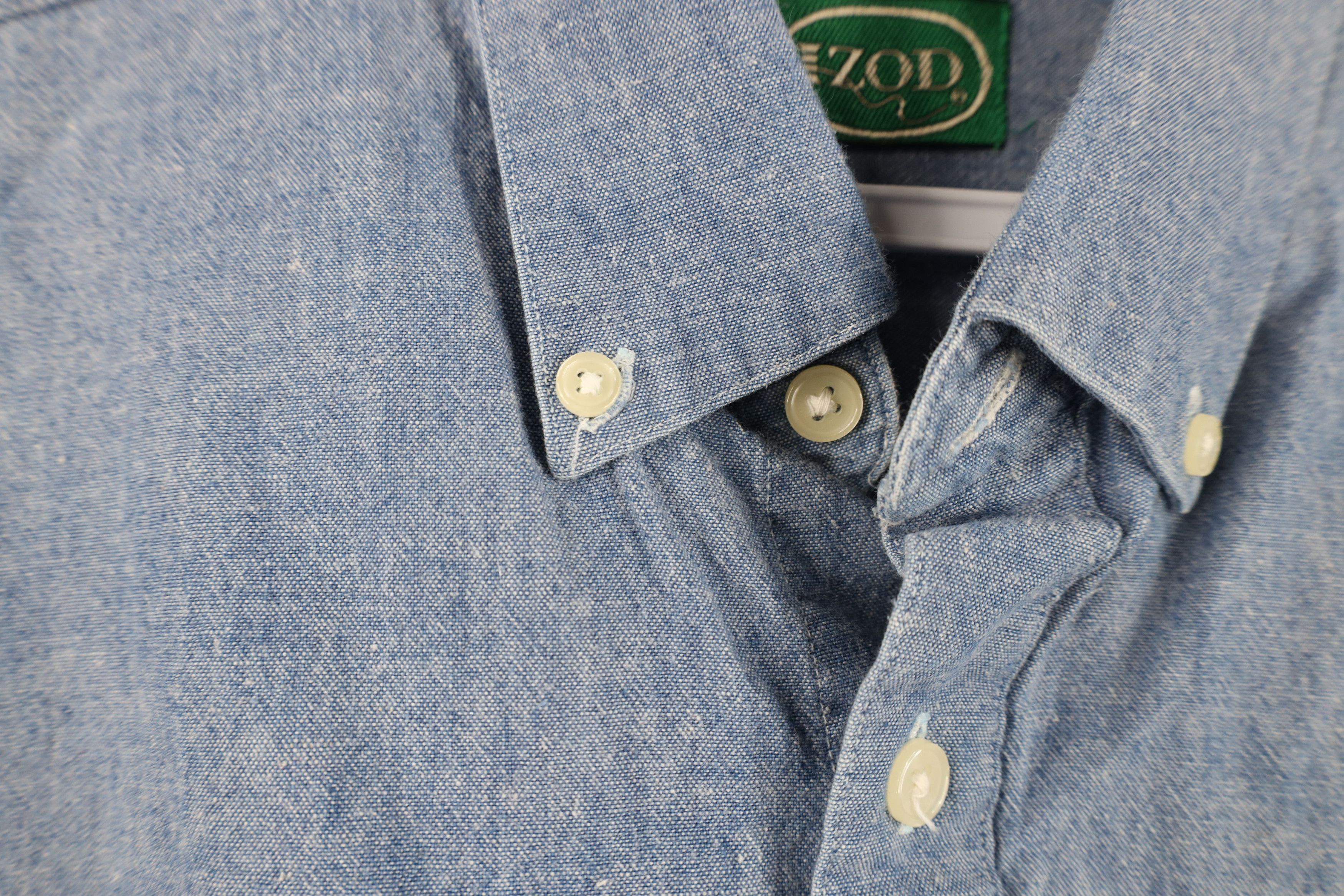Izod Vtg 80s 90s Izod Crest Chambray Collared Button Down Shirt Size US M / EU 48-50 / 2 - 7 Thumbnail