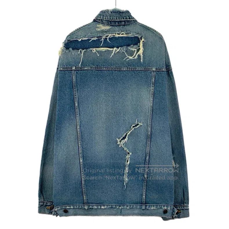 Balenciaga Balenciaga Blue collar destruction style denim jacket Size US L / EU 52-54 / 3 - 2 Thumbnail