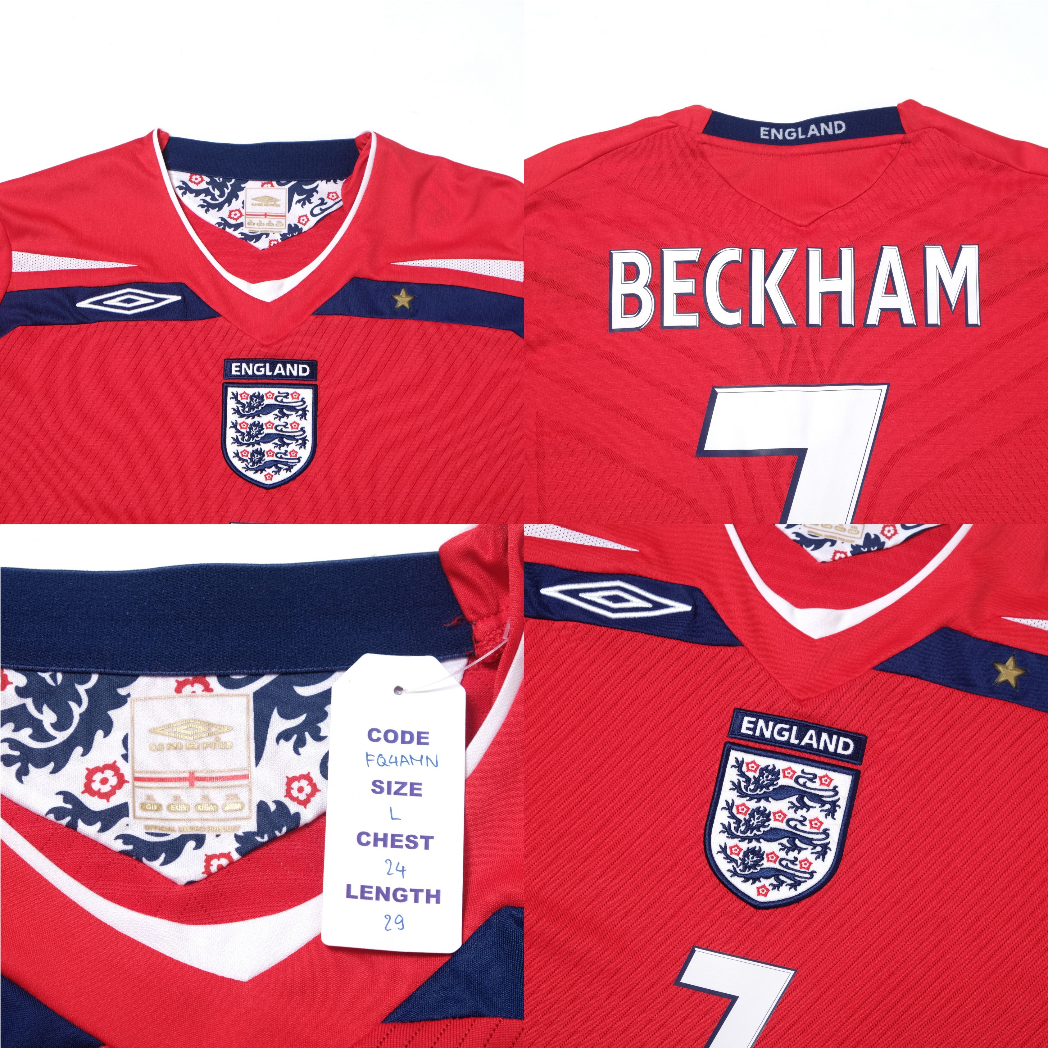 Umbro 2008/10 England Away Shirt Umbro Beckham (L) Size US L / EU 52-54 / 3 - 5 Thumbnail