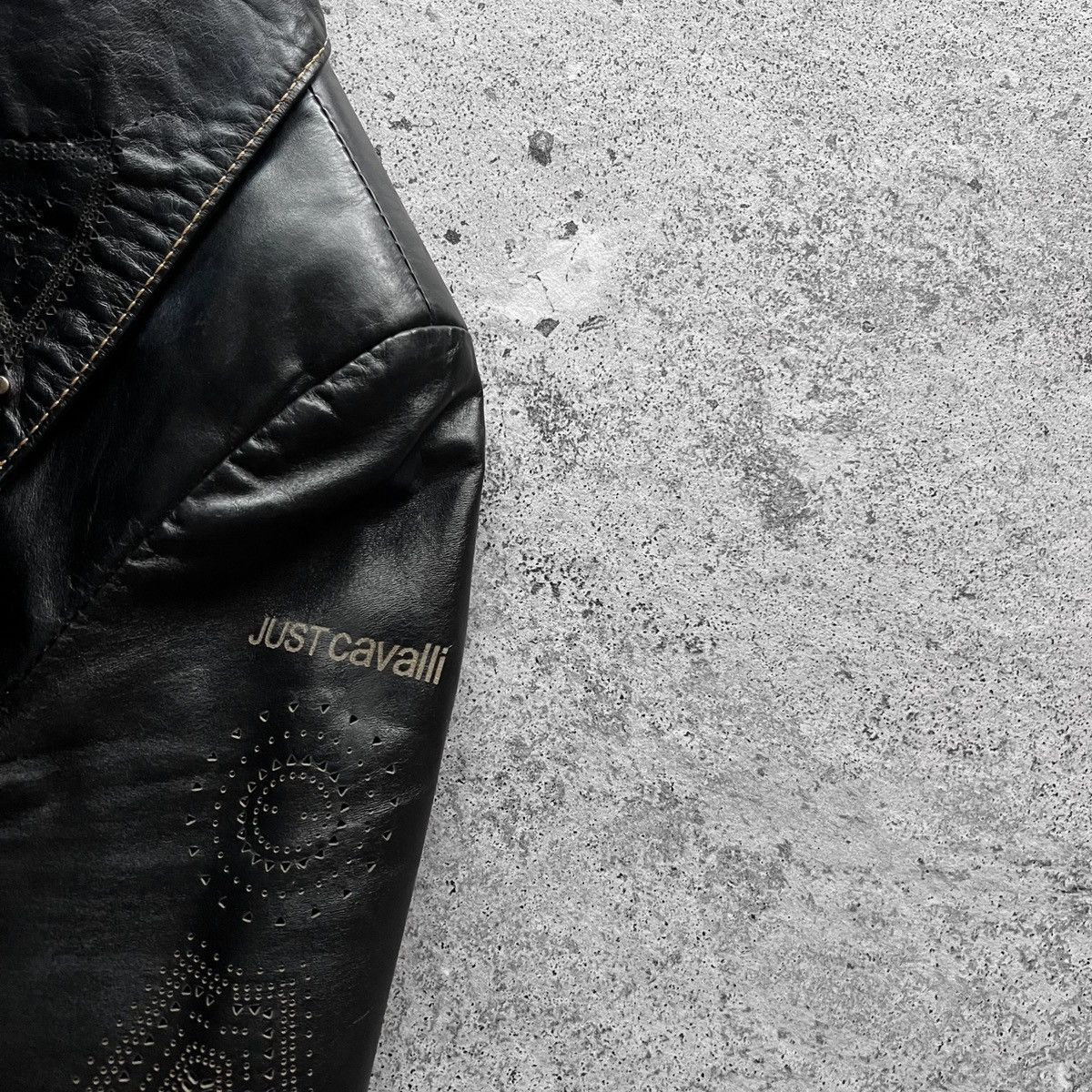 Just Cavalli × Vintage Just Cavalli Womens Vintage Rare Black Real Leather Jacket Size S / US 4 / IT 40 - 6 Thumbnail