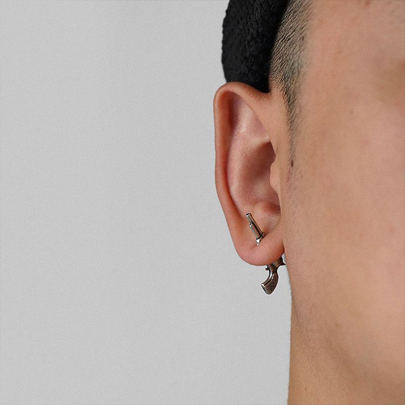 Jewelry × Sterling Silver Revolver Vintage 925 Silver Earrings One Pairs Chrome Size ONE SIZE - 4 Thumbnail