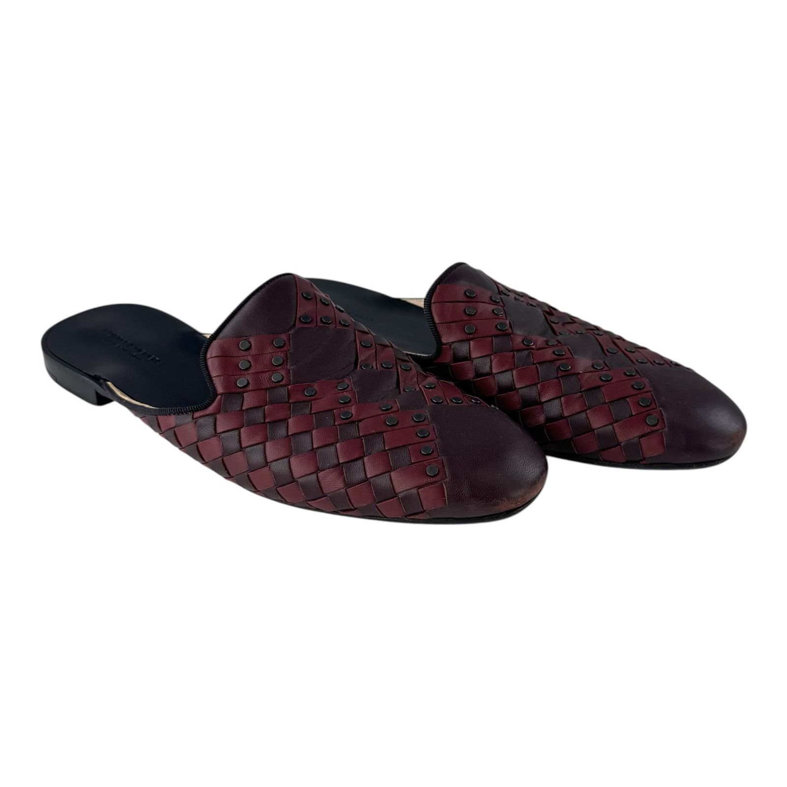 Bottega Veneta Bottega Veneta Studded Intrecciato Leather Mules Size US 8 / IT 38 - 2 Thumbnail