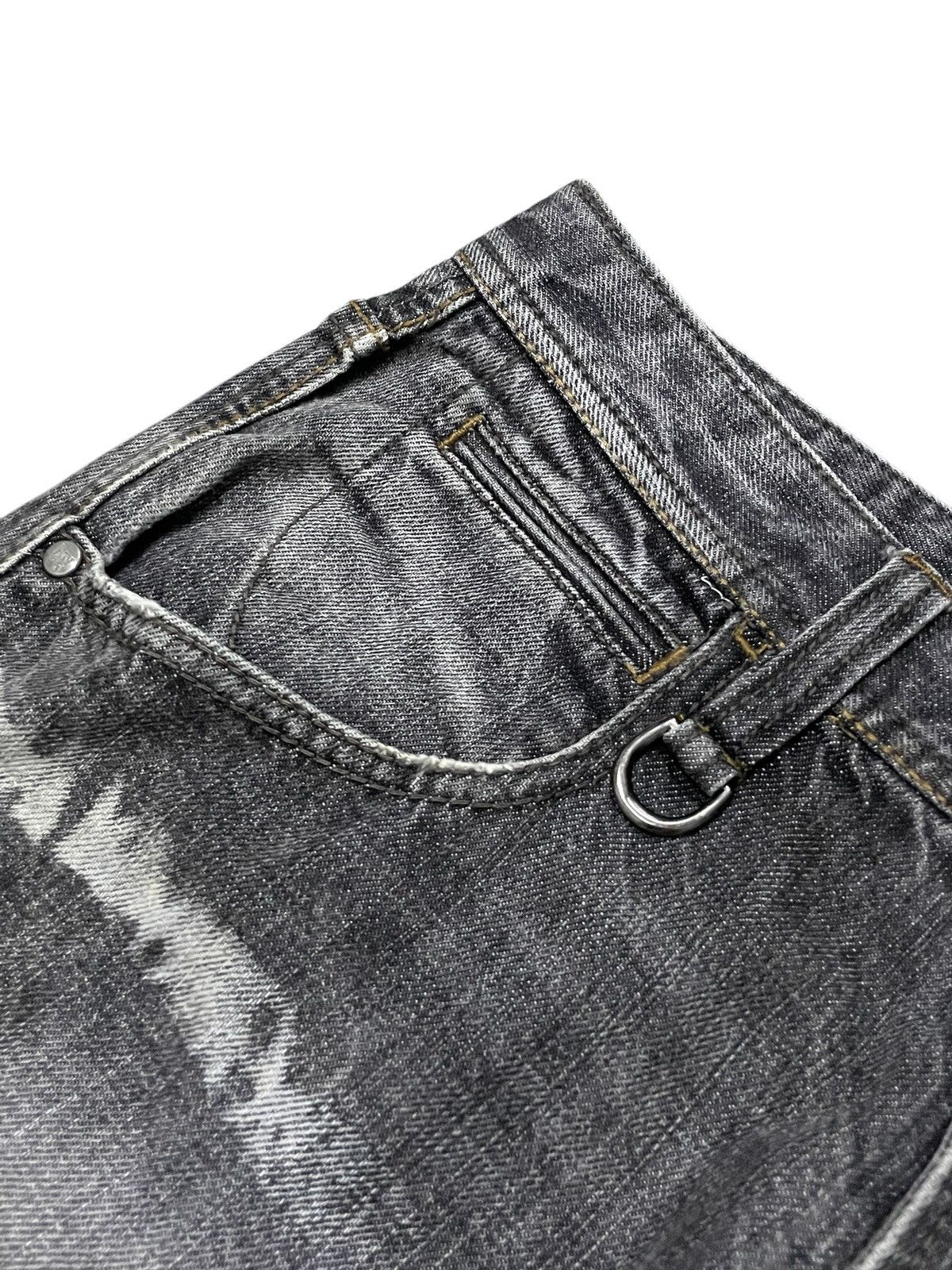 HIDEAWAYS × LOWBOX × Le Grande Bleu (L.G.B.) Hideaways Nicole Distressed Poems Patched Flared Jeans Size US 32 / EU 48 - 13 Thumbnail