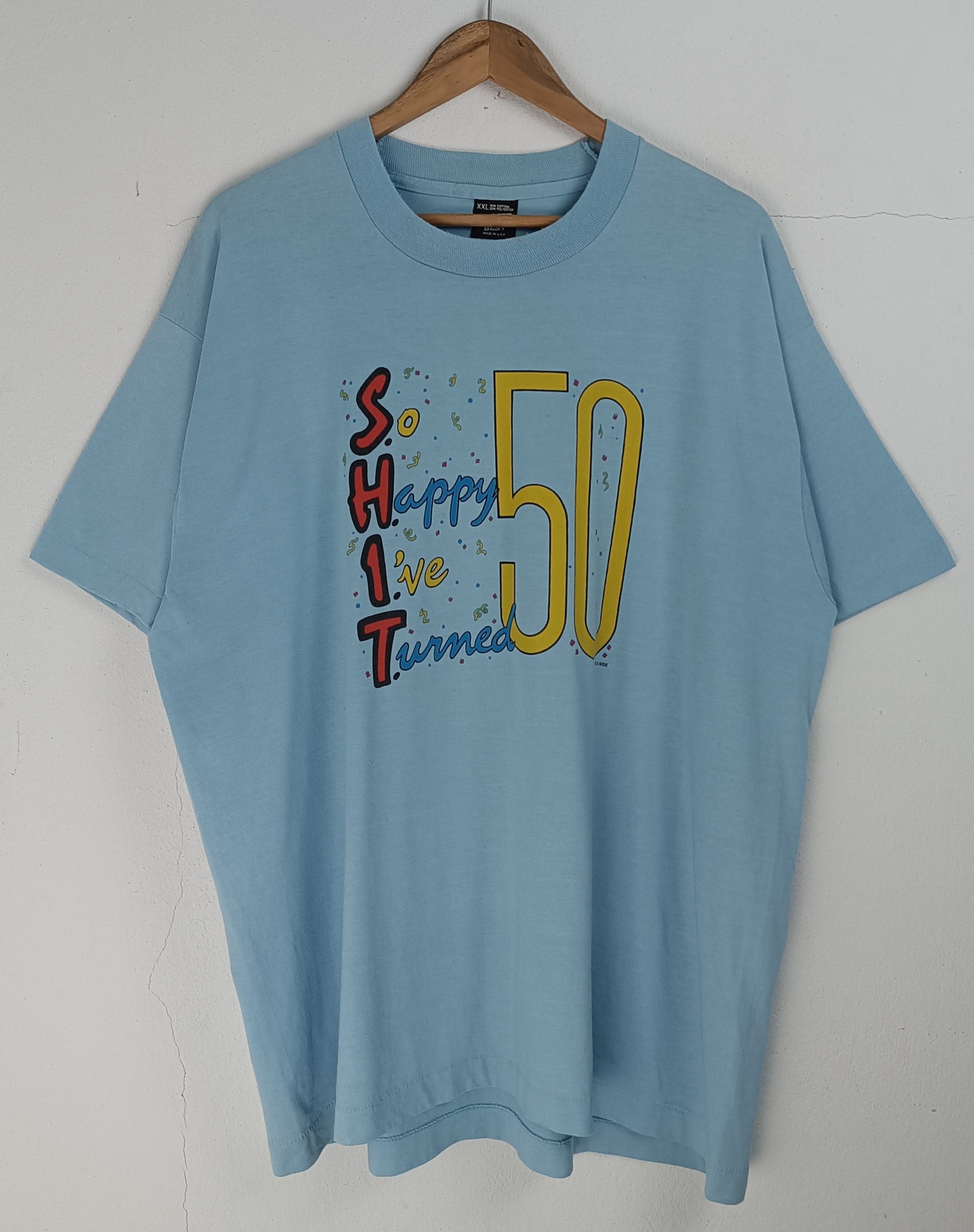 Vintage VINTAGE 80'S SHIT TURNED 50 HUMOR ADULT FUNNY STATEMENT TEE Size US XXL / EU 58 / 5 - 3 Thumbnail