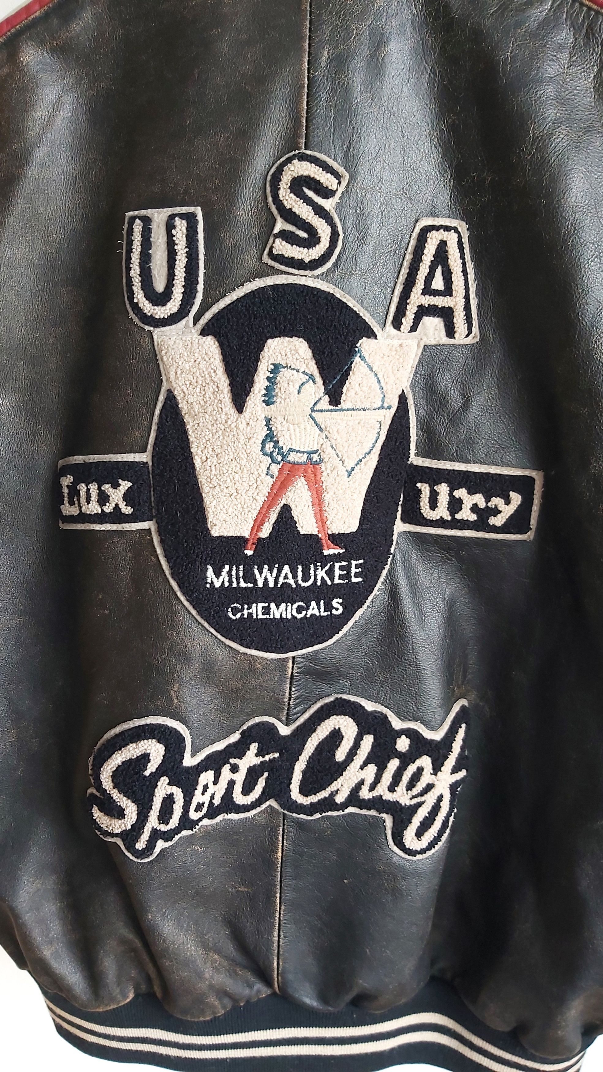Vintage Lee Trevor Vintage USA Leather Jacket Milwaukee Chemicals Size US XL / EU 56 / 4 - 3 Thumbnail