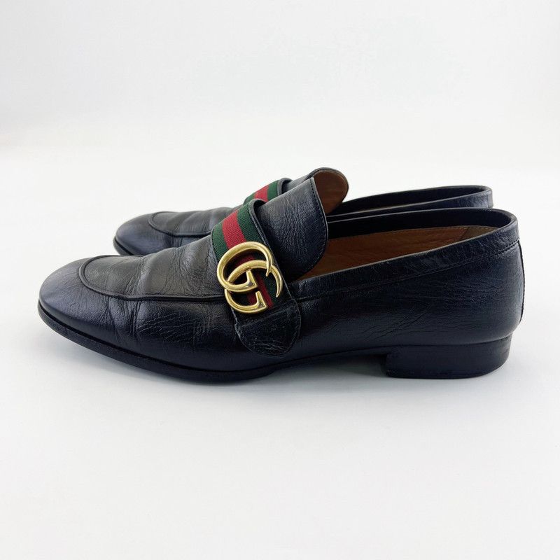 Gucci Black Double G Striped Casual Loafers 0079