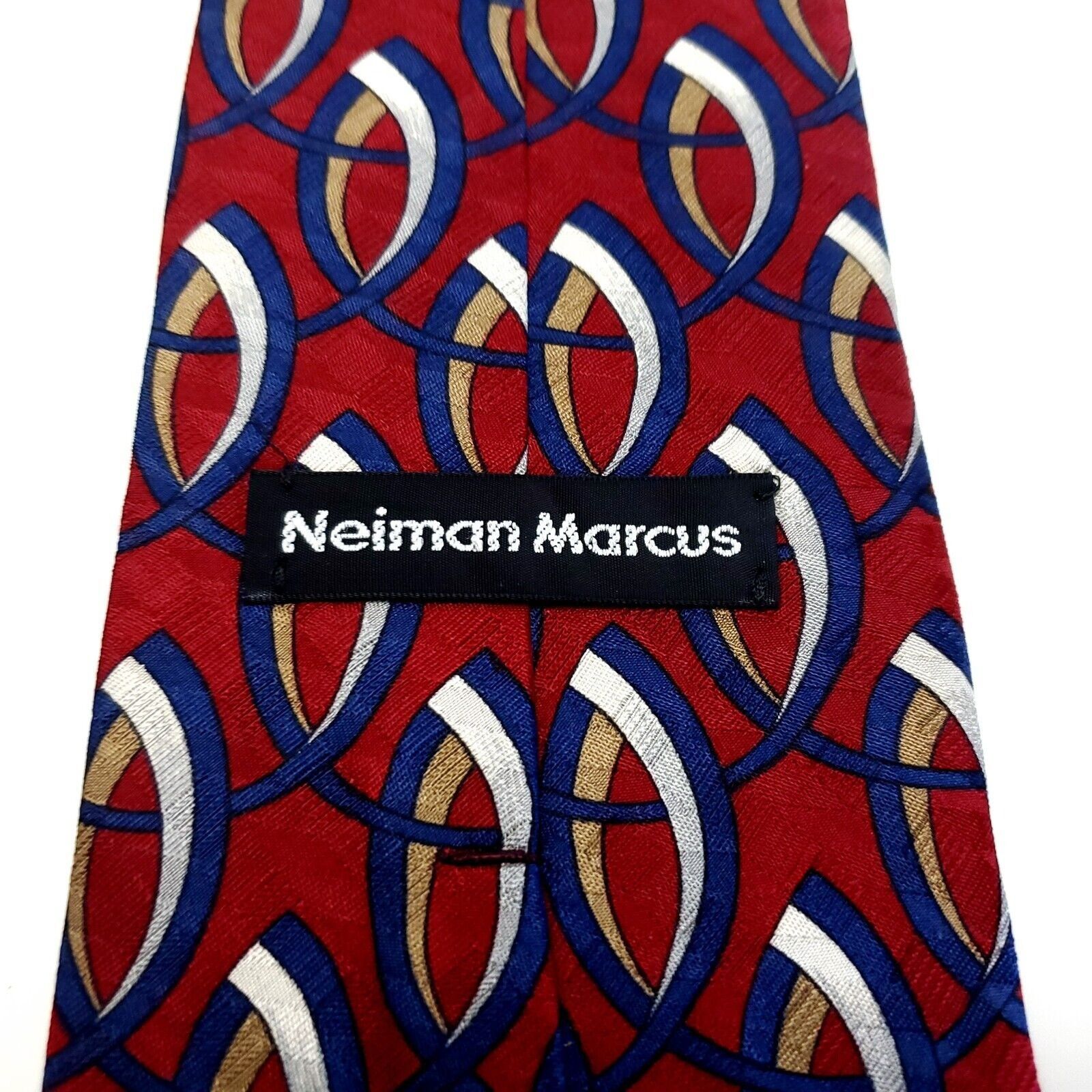 Neiman Marcus Neiman Marcus Red Abstract Print Blue Wide Silk Tie Size ONE SIZE - 3 Thumbnail