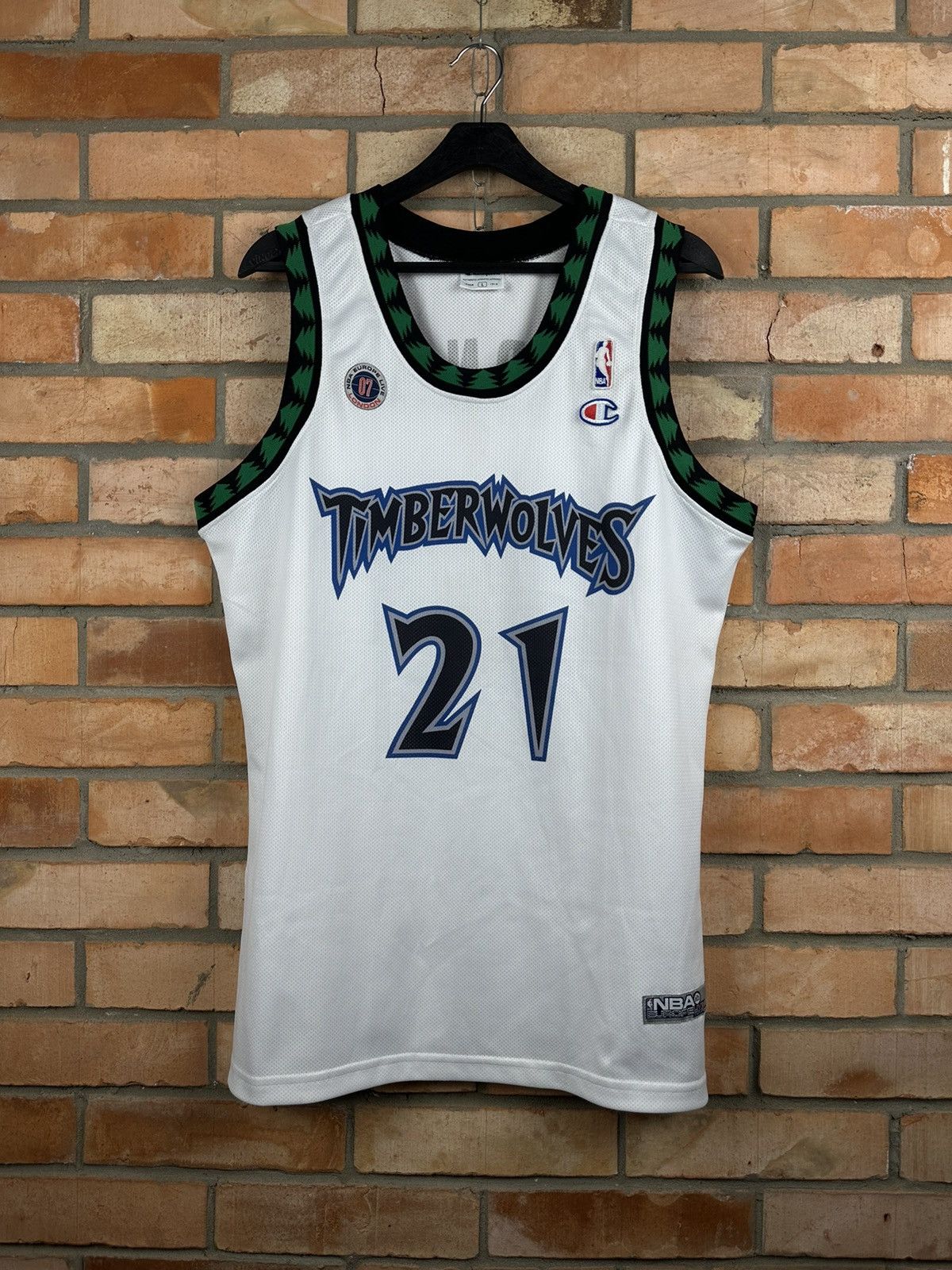 image of Garnett Nba Timberwolves Champion Jersey in White, Men's (Size Large)