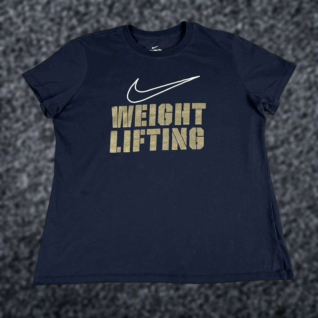 Nike Nike Shirt Womens XL Black Dri-FIT Weight Lifting Swoosh Graphic Athletic Tee Size XL / US 12-14 / IT 48-50 - 1 Thumbnail