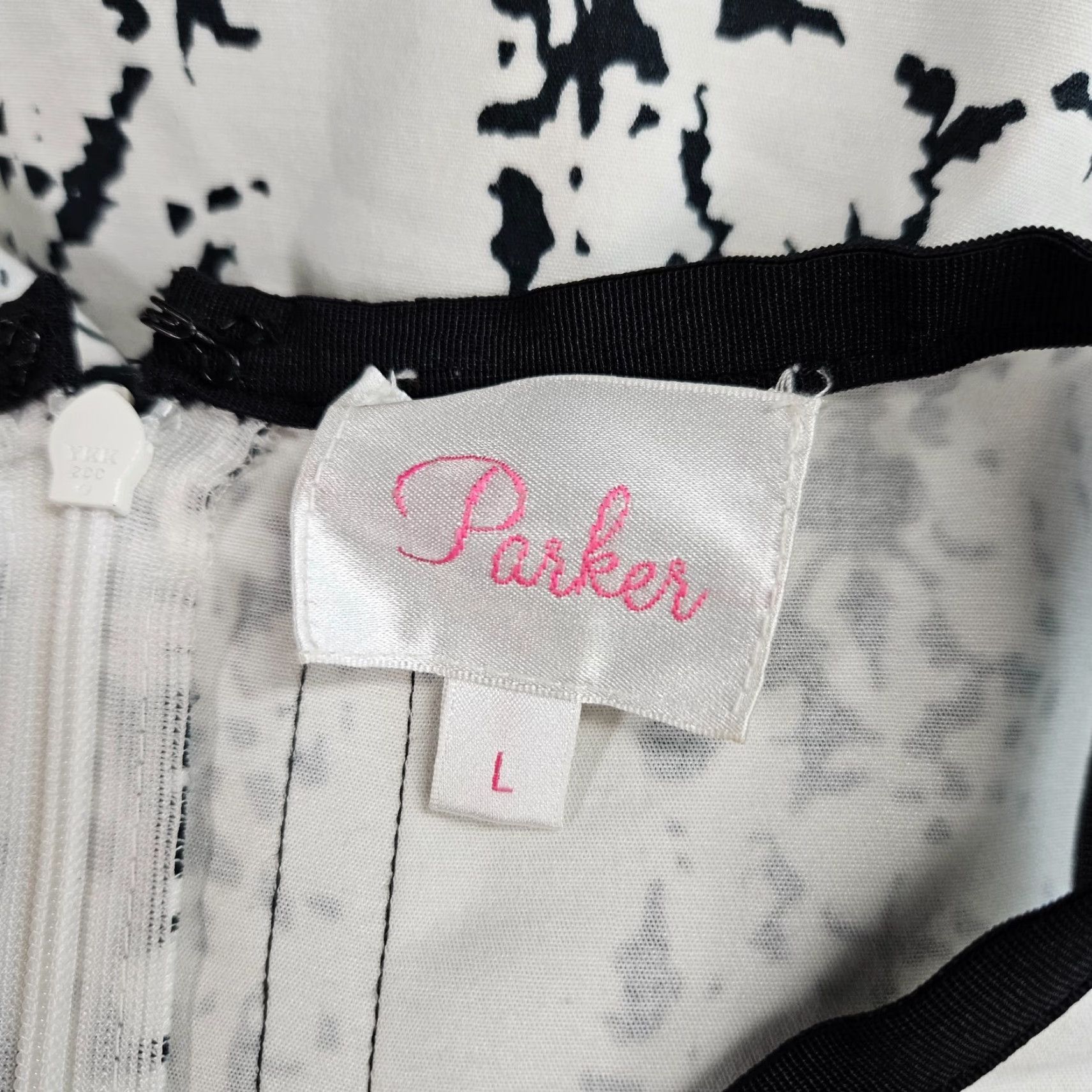 Parker Parker Womens Printed Dress Sz Large Black White Sleeveless Cotton Blend - Multicolor Colorful Fit & Flare Short Dress Womens L Size L / US 10 / IT 46 - 6 Thumbnail