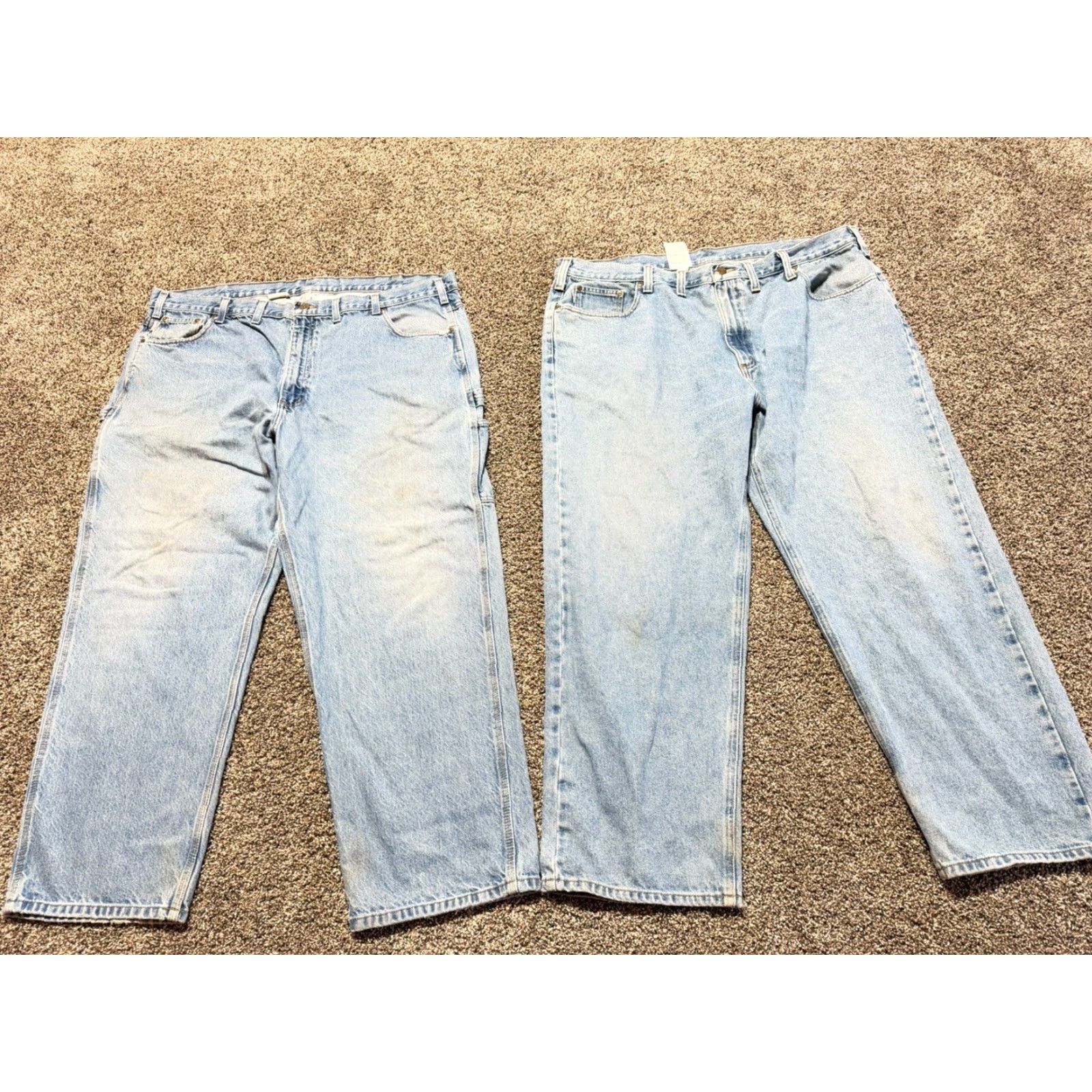 Carhartt Carhartt B460 Jeans Men Blue Denim 46x30 5-Pocket Relaxed Straight 46 30in Distressed Flaw Lot of 2 - Vintage: No Size US 30 / EU 46 - 2 Thumbnail