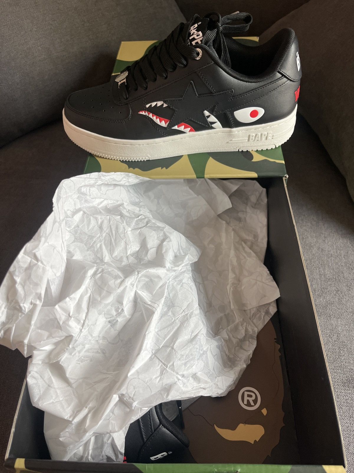 Bape BAPESTA SHARK “m2” BLACK Size US 9 / EU 42 - 2 Thumbnail
