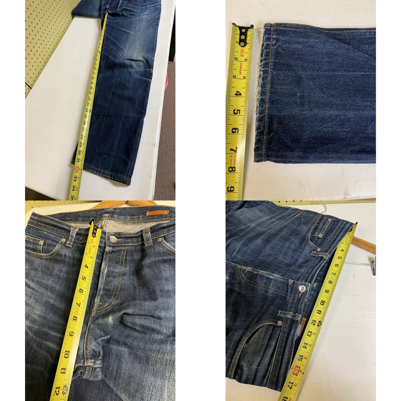 Albam VINTAGE Albam Jeans Denim 35x32 Distressed Regular Leg Men Straight USA Classic American Button Missing Size US 35 - 8 Thumbnail