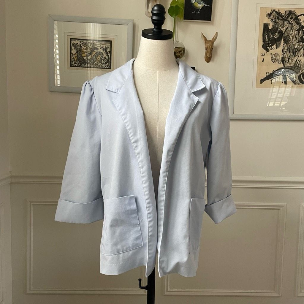 Vintage Vintage 80s Pastel Blue Miami Vice Open Front Blazer L XL Size L / US 10 / IT 46 - 1 Thumbnail