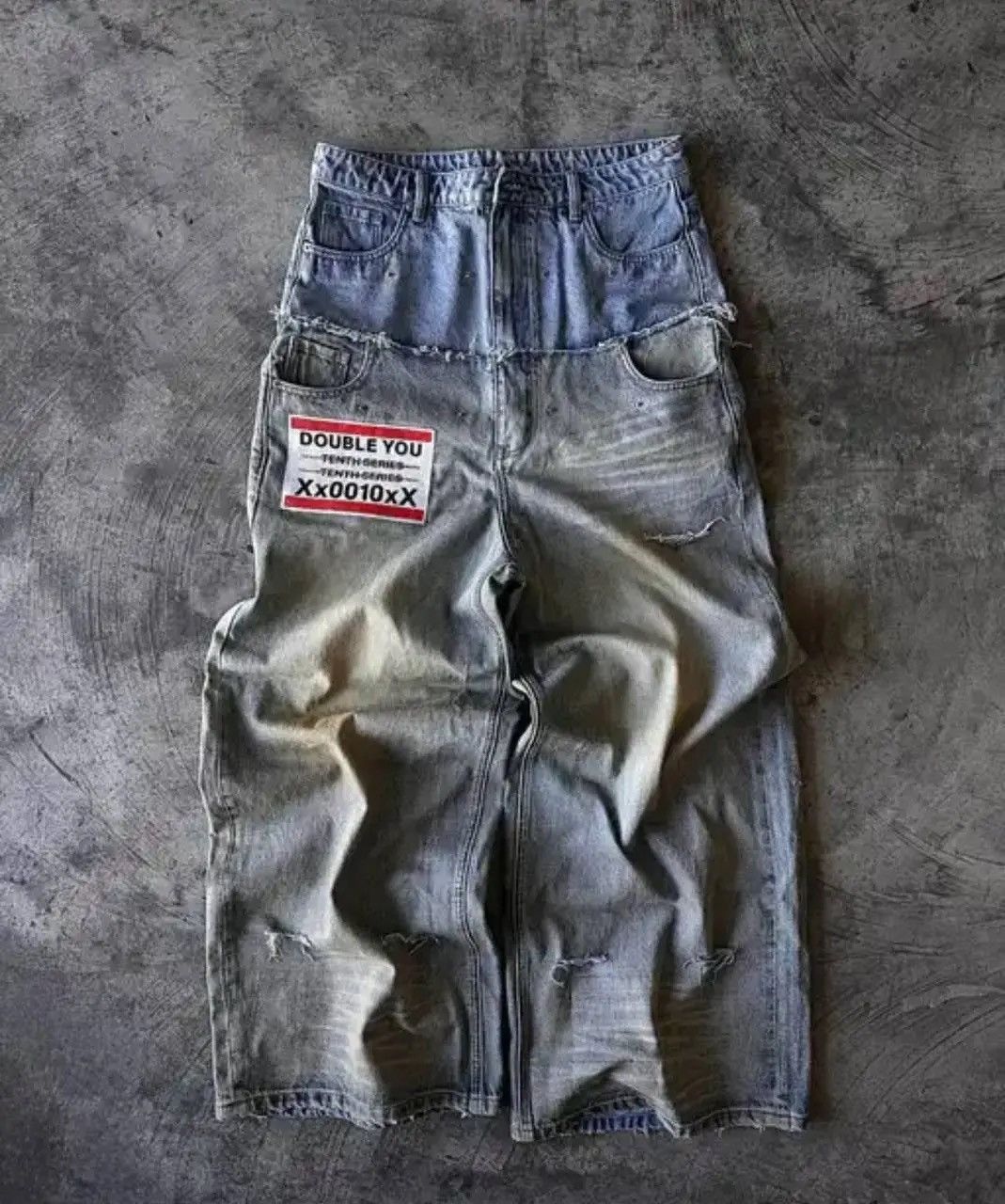 Jean Retro Double Stitching Washed Baggy Jeans Size US 33 - 1 Thumbnail