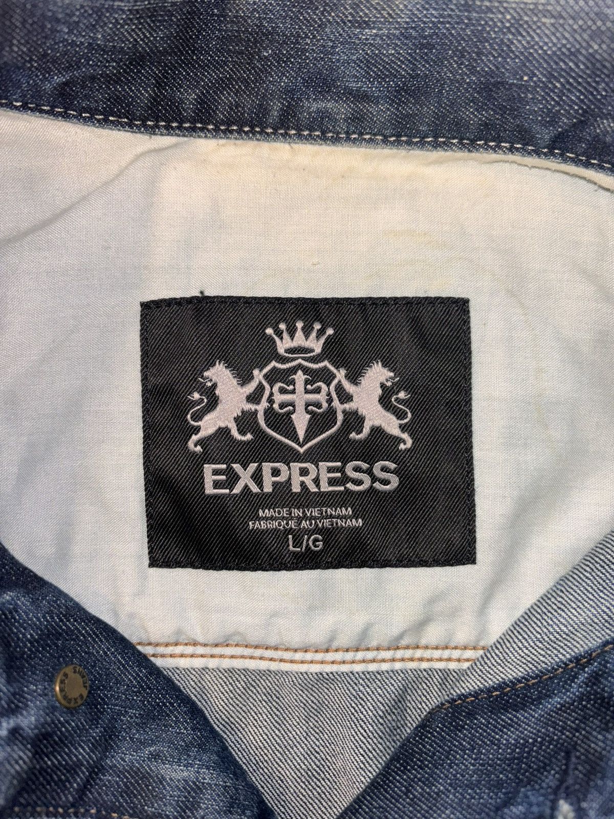 Express Express Jeans Mens Denim Trucker Distressed Jean Jacket Y2K Size US L / EU 52-54 / 3 - 3 Thumbnail
