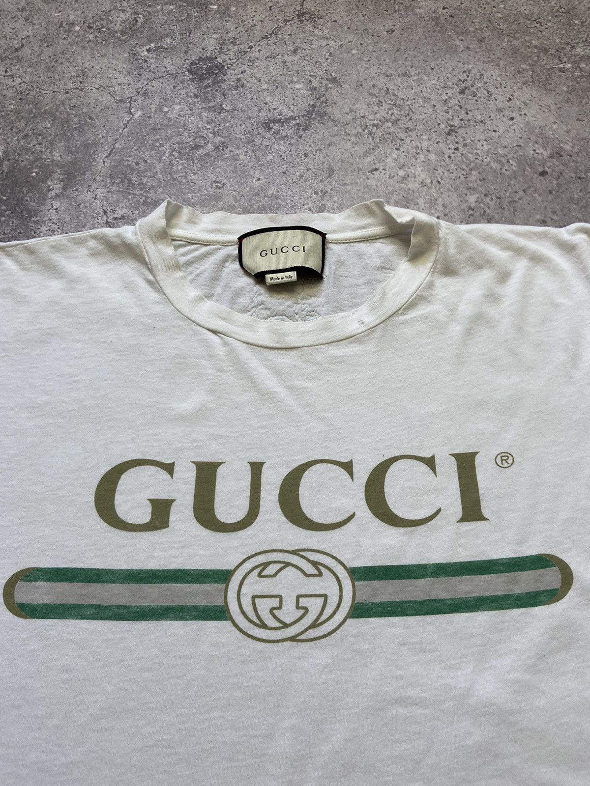Gucci Gucci Distressed Flower Logo Tee Size US M / EU 48-50 / 2 - 2 Thumbnail