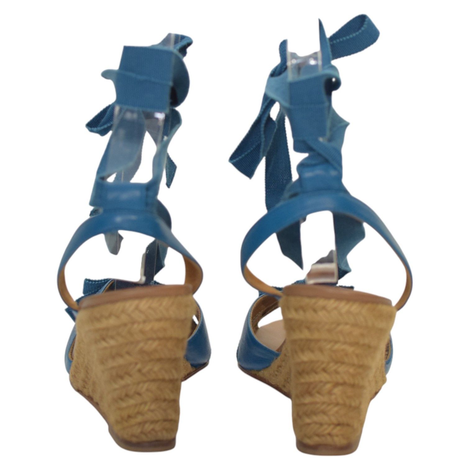 Christian Louboutin Christian Louboutin Blue Ankle Tie Up Espadrille Wedge Size US 8 / IT 38 - 4 Thumbnail