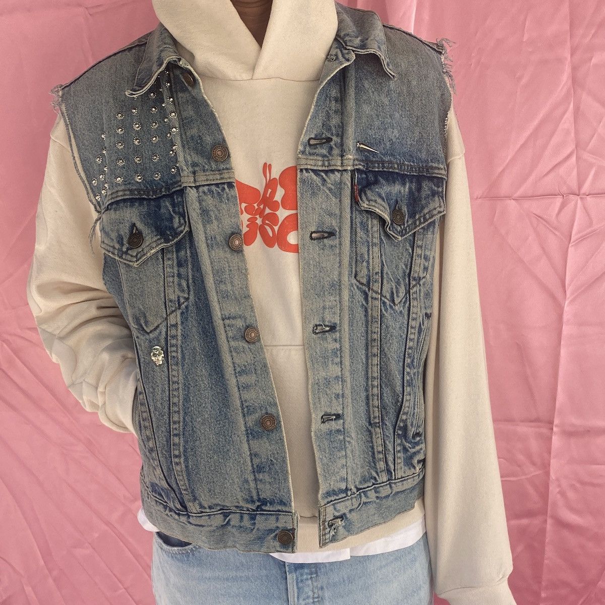 Levi's Vintage Studded Denim Vest Size US M / EU 48-50 / 2 - 9 Thumbnail