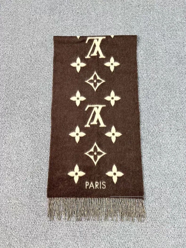 Louis Vuitton Louis Vuitton Brown logo printed double face cashmere scar Size ONE SIZE - 2 Thumbnail