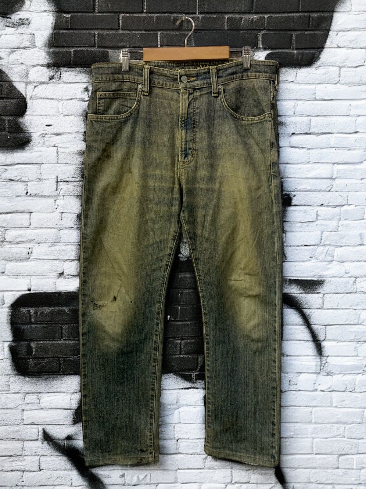image of 20471120 x If Six Was Nine Wrangler Mudwash Distressed Jeans (A37) in Denim, Men's (Size 34)