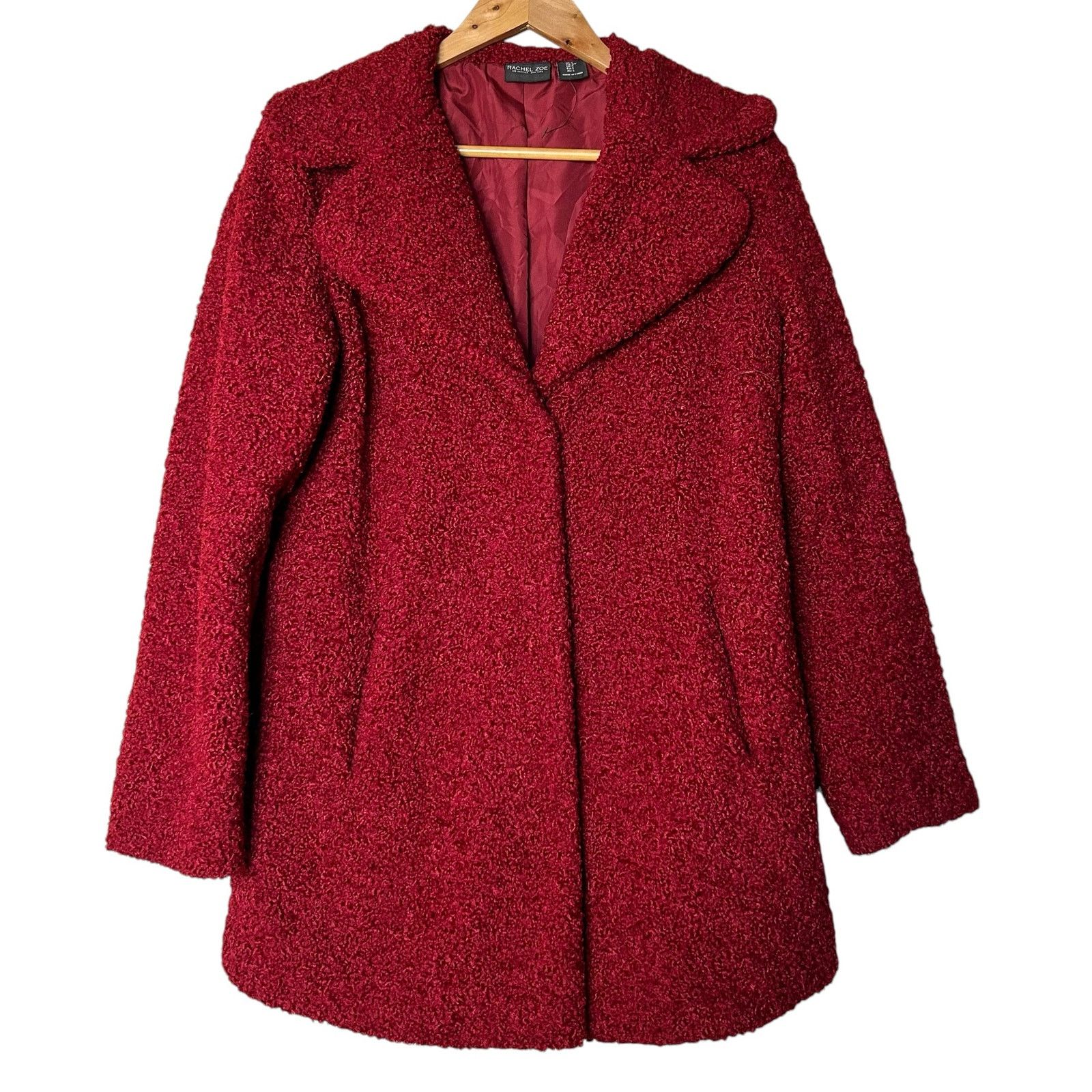 Rachel Zoe Rachel Zoe Coat Jacket Boucle Burgundy Career Preppy Size S Size S / US 4 / IT 40 - 1 Thumbnail