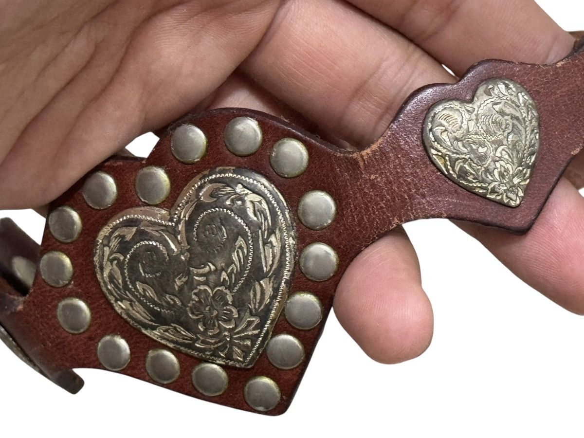 Native × Vintage GROMMET WAIST CHAIN HEART SHAPE BELT LEATHER Size 32 - 9 Thumbnail
