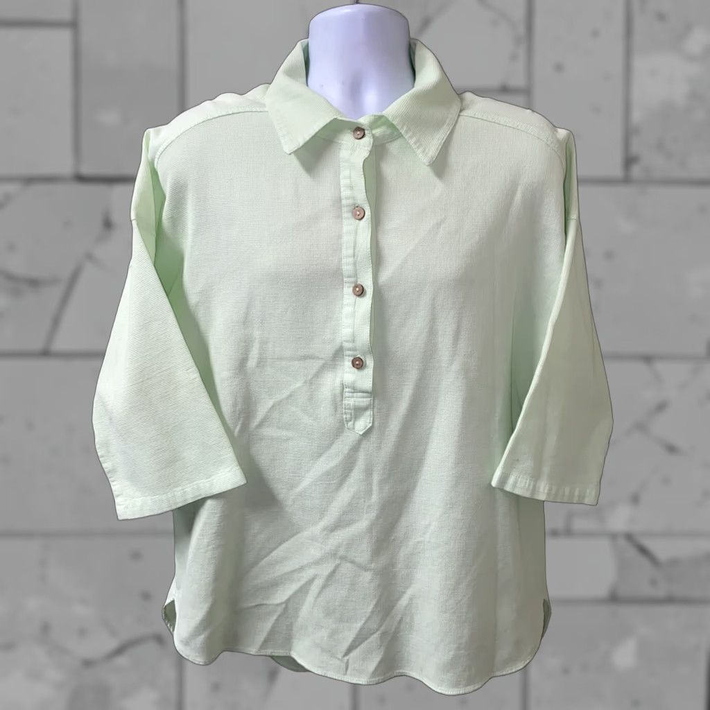 Vintage VINTAGE Sea Breeze Polo Shirt Mens Green 1/2 Button Front Size L Short Sleeve Collared Cotton Casual Shirt Men Size US L / EU 52-54 / 3 - 1 Thumbnail