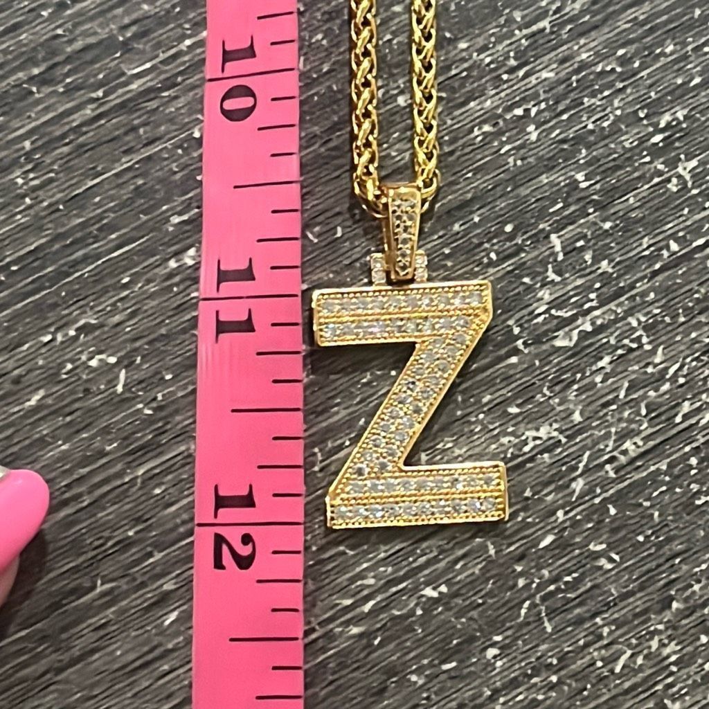 Other Keystyle Z Initial Zirconium Gold Tone Bling Necklace Adjust Size ONE SIZE - 6 Thumbnail