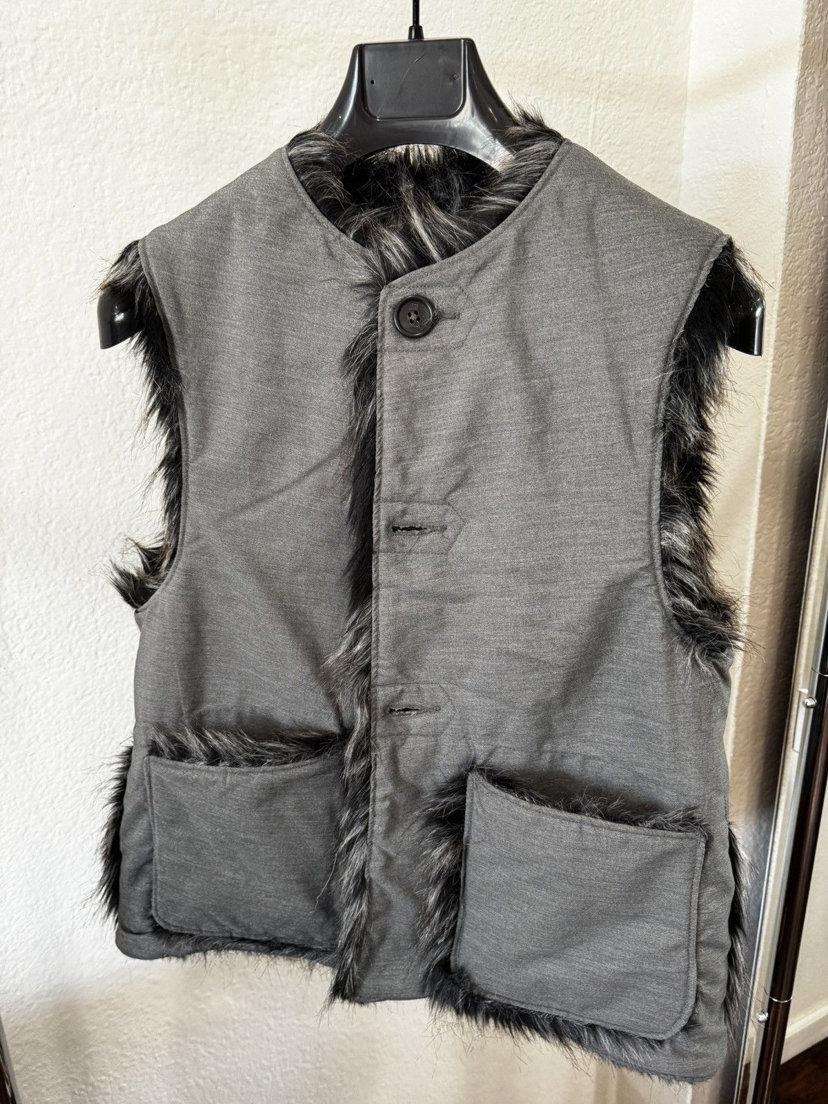 Engineered Garments FW15 Over Vest in Grey Weather Poplin / Faux Fur size M Size US M / EU 48-50 / 2 - 2 Thumbnail