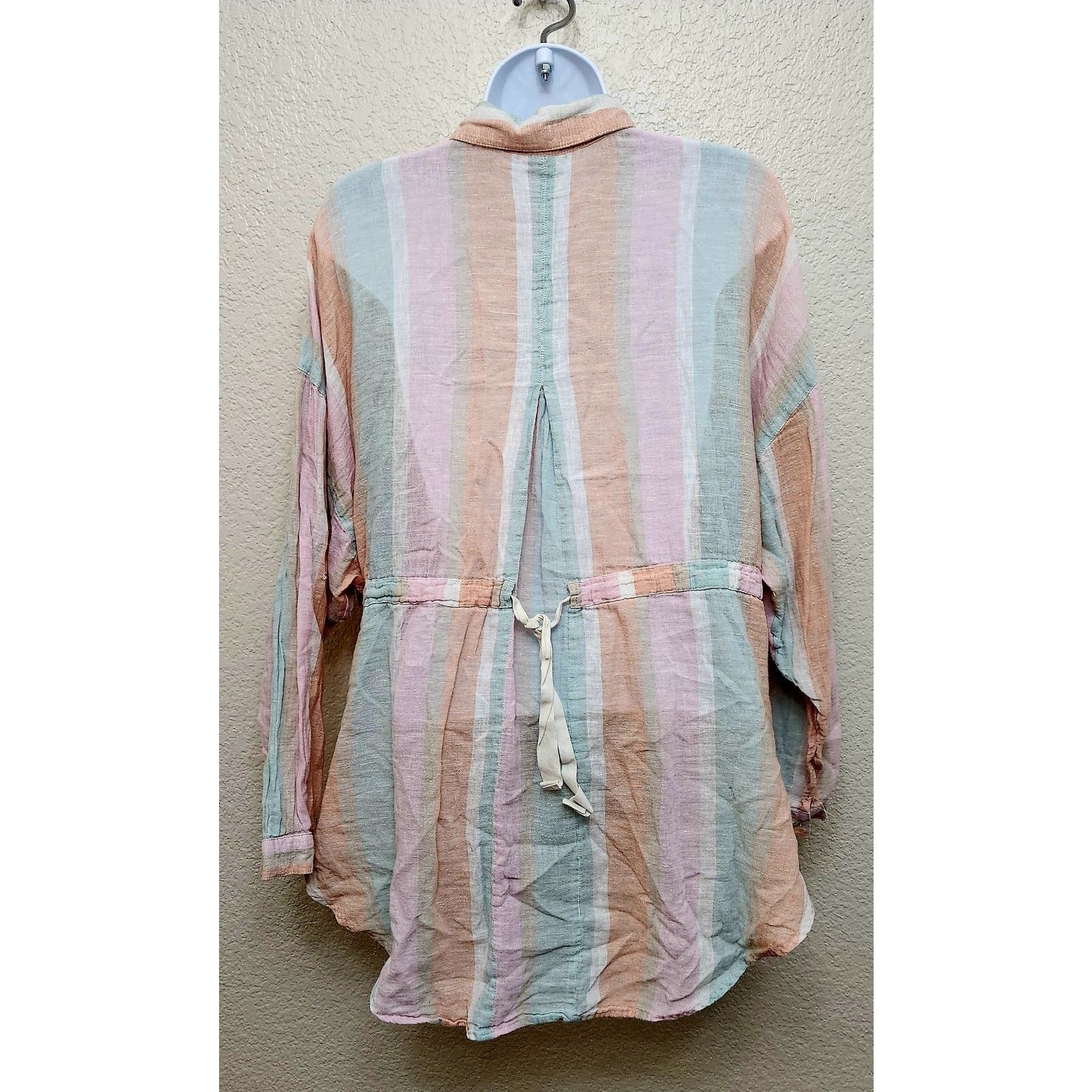 Free People Free People Pink Orange White Striped Button Top Medium Size M / US 6-8 / IT 42-44 - 4 Thumbnail