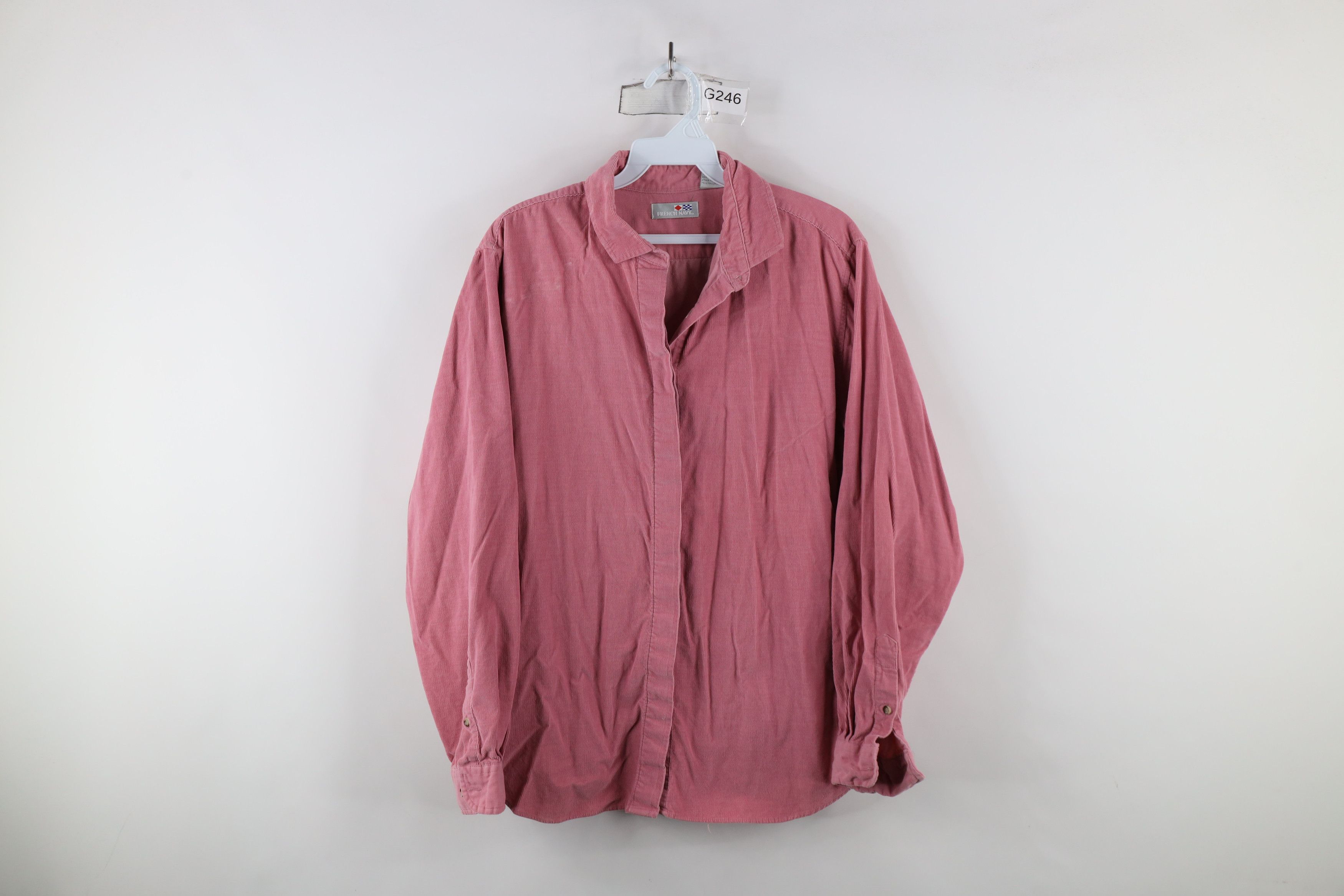 Vintage Vintage 90s Streetwear Corduroy Collared Button Shirt Pink Size XXL / US 16-18 / IT 52-54 - 1 Thumbnail