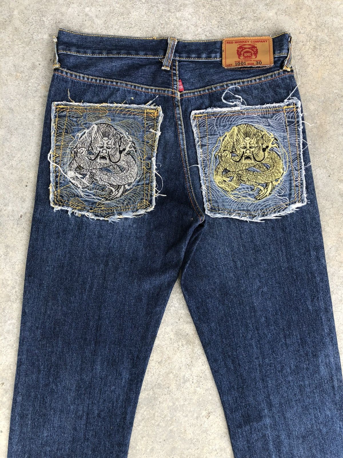 RMC Jeans Red Monkey Company Embroidered Jeans Distressed Size US 31 - 8 Thumbnail