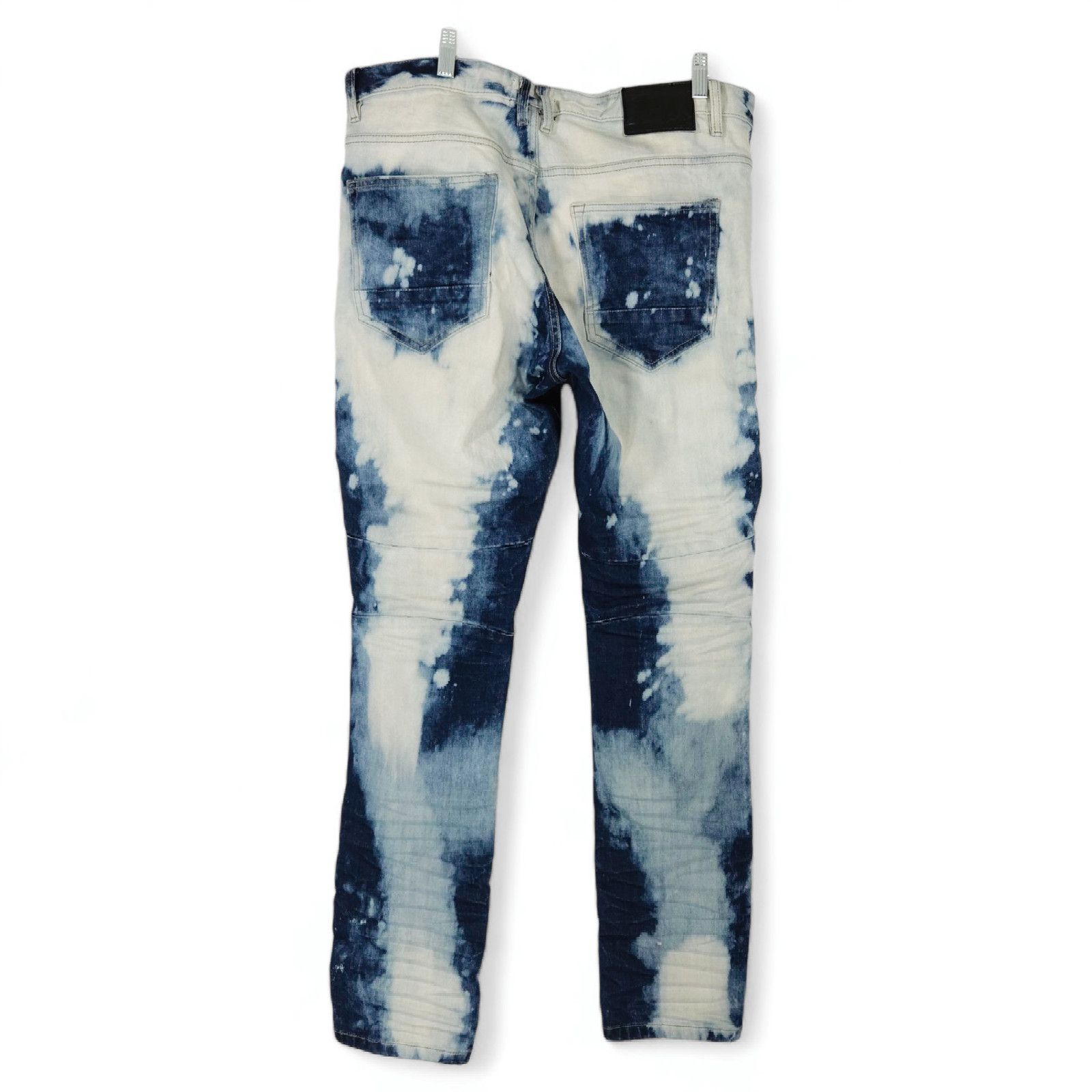 Smoke Rise EUC Smoke Rise Y2K Moto Biker Denim Jeans 38x33 Blue White Size US 38 / EU 54 - 2 Thumbnail