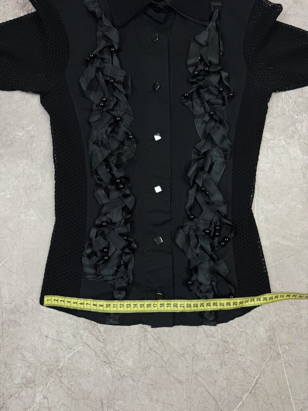 Jean Paul Gaultier Vintage Save The Queen! Mesh & Lace Gothic Ruffle Blouse Size S / US 4 / IT 40 - 13 Thumbnail