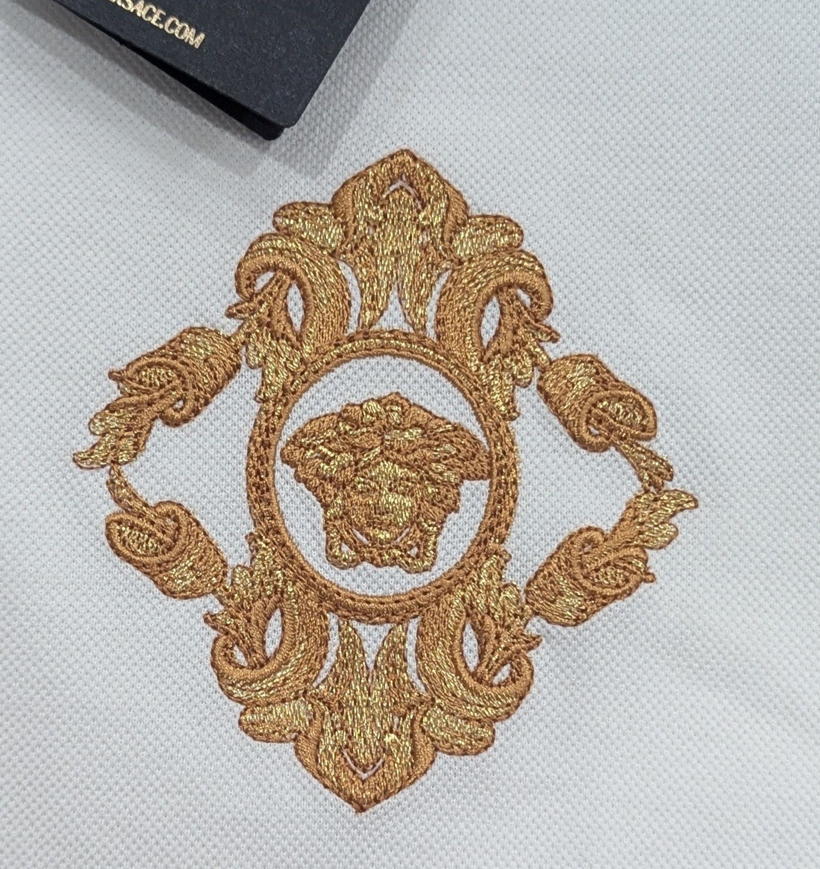 Versace VERSACE Barocco Crest Polo Shirt White/Gold Medium Size US M / EU 48-50 / 2 - 3 Thumbnail