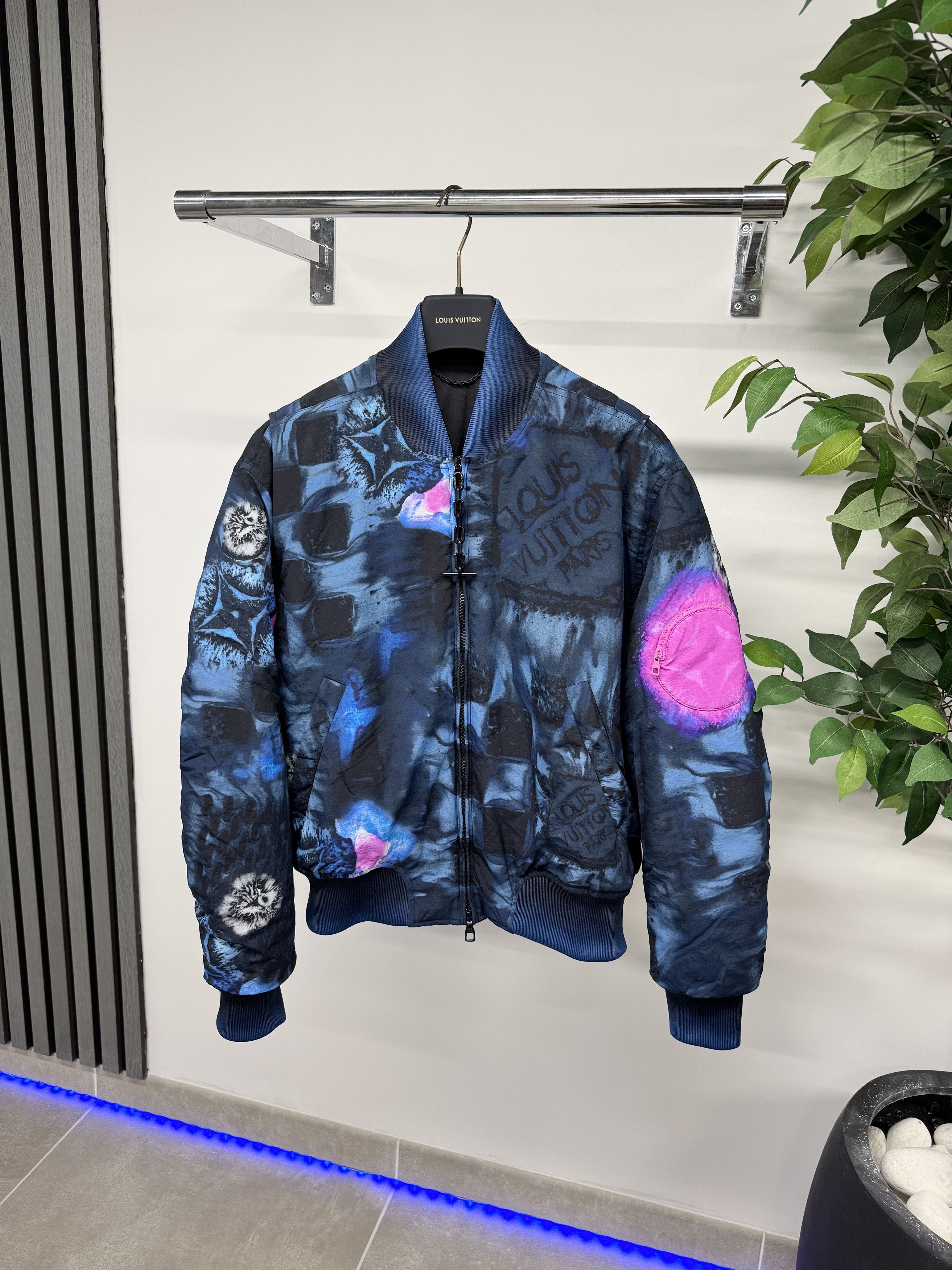 Louis Vuitton Louis Vuitton 1A8WTJ Salt Print Bomber Jacket Blue 