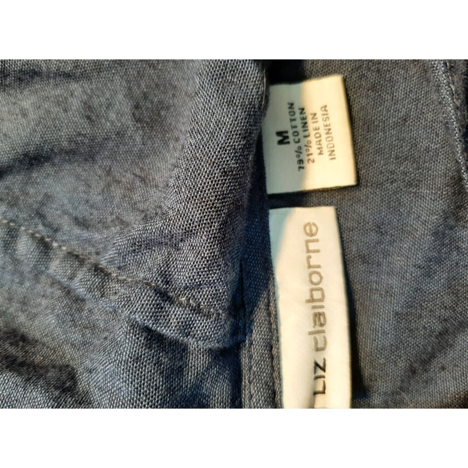 Liz Claiborne Liz Claiborne Womens Jacket Long Sleeve Medium M Hooded Draw String Button Up Blue Size M / US 6-8 / IT 42-44 - 2 Thumbnail