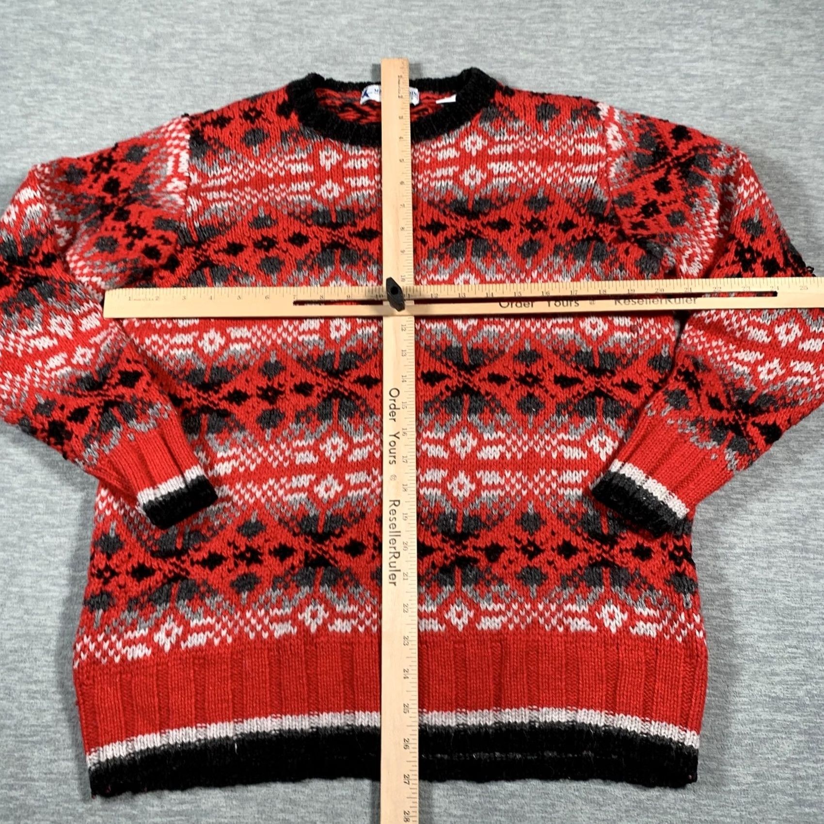Vintage VINTAGE Marsh Landing Sweater Womens Medium Red Black Fair Isle Hand Knit Crewneck Ramie Size M / US 6-8 / IT 42-44 - 6 Thumbnail
