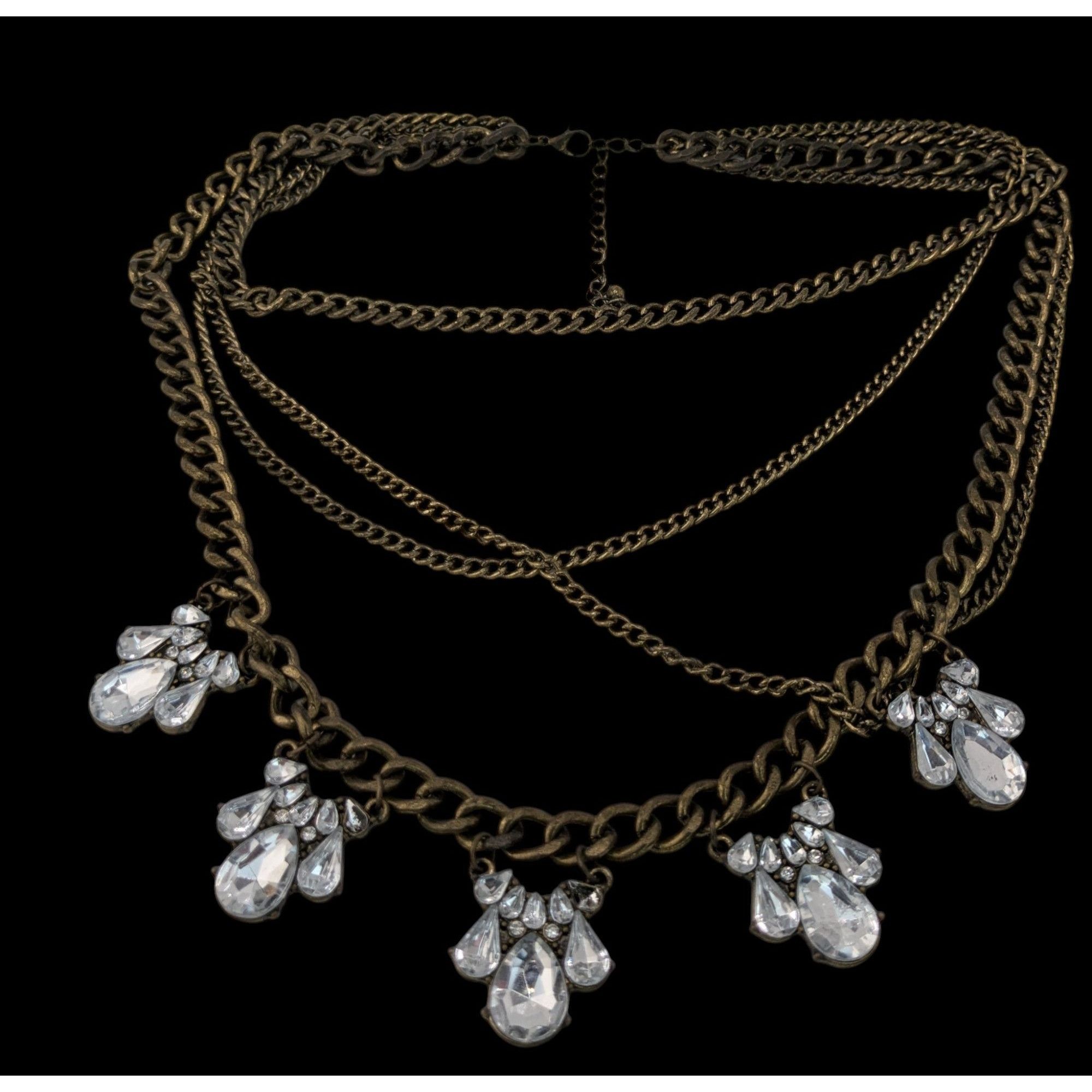 Other Vintage 90s Floral Glam Multi-Layered Necklace With Crystal Size ONE SIZE - 2 Thumbnail