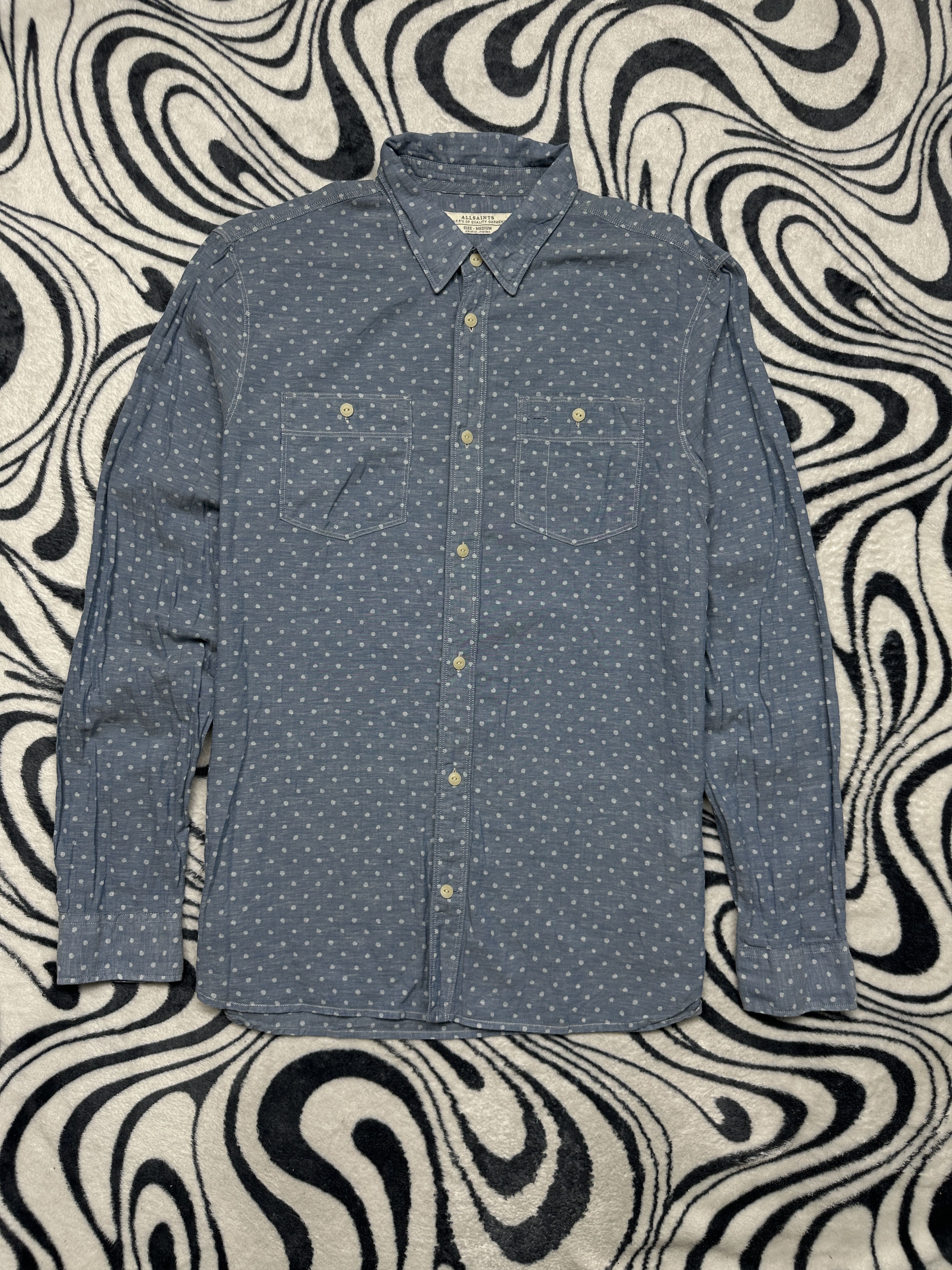 Allsaints AllSaints Mens Farsta Long Sleeve Cotton-Linen Shirt Size US M / EU 48-50 / 2 - 1 Thumbnail