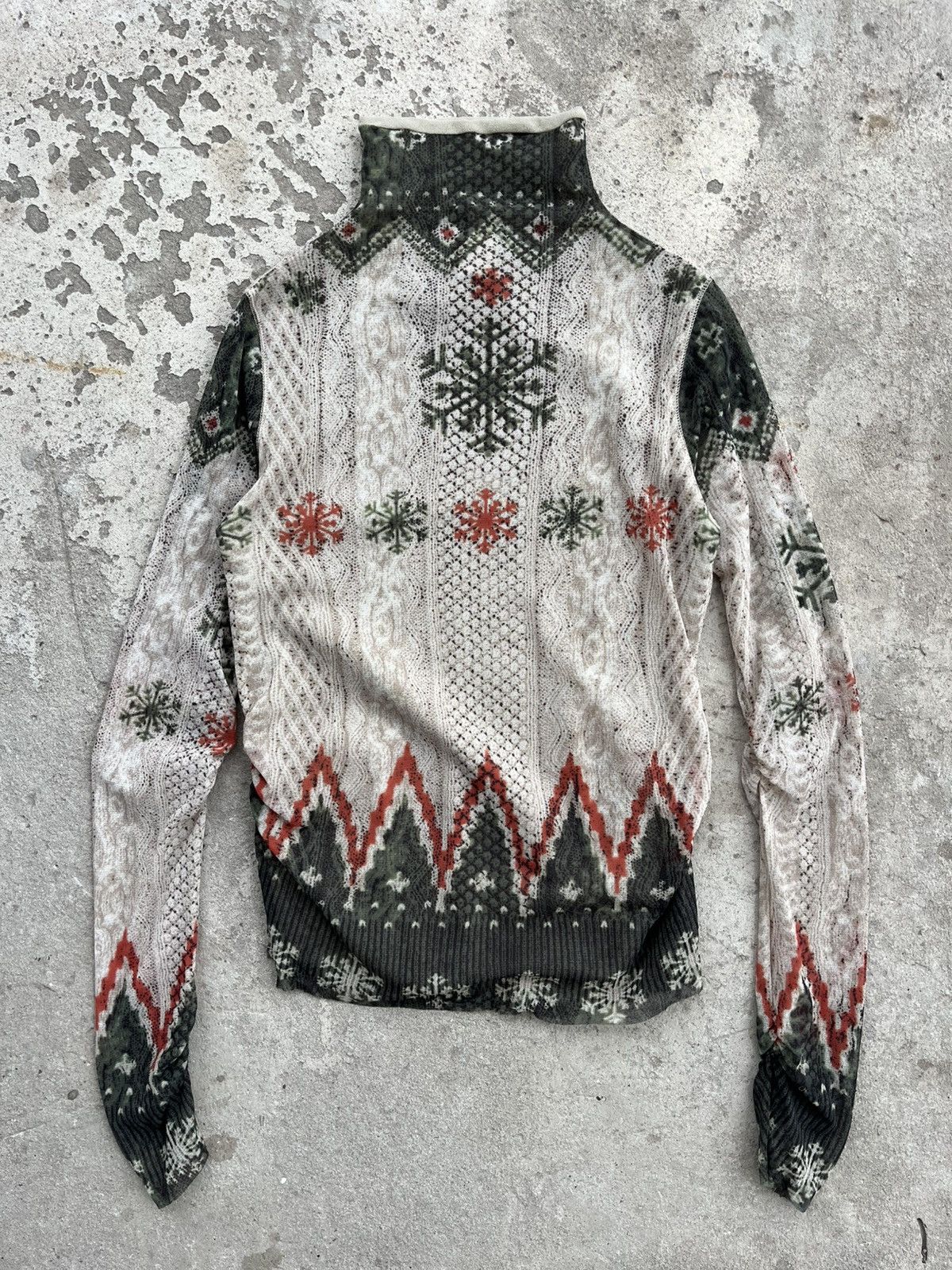 Jean Paul Gaultier Jean Paul Gaultier Vintage Mesh Top Snowflake Printed Blouse Size M / US 6-8 / IT 42-44 - 1 Thumbnail