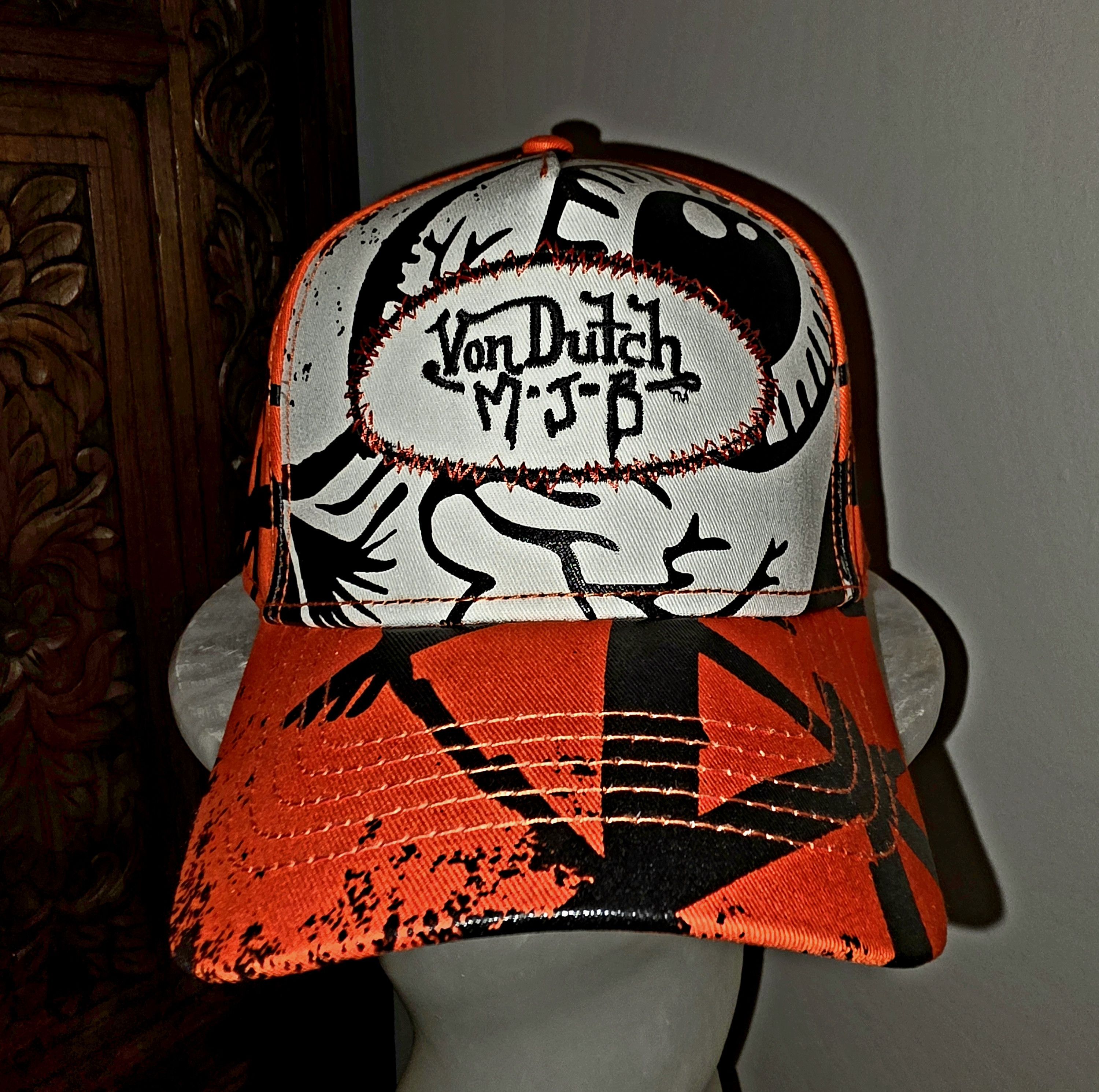Marc Jacques Burton MJB x Von Dutch Graphic Trucker Cap Orange Y2K Size ONE SIZE - 1 Thumbnail