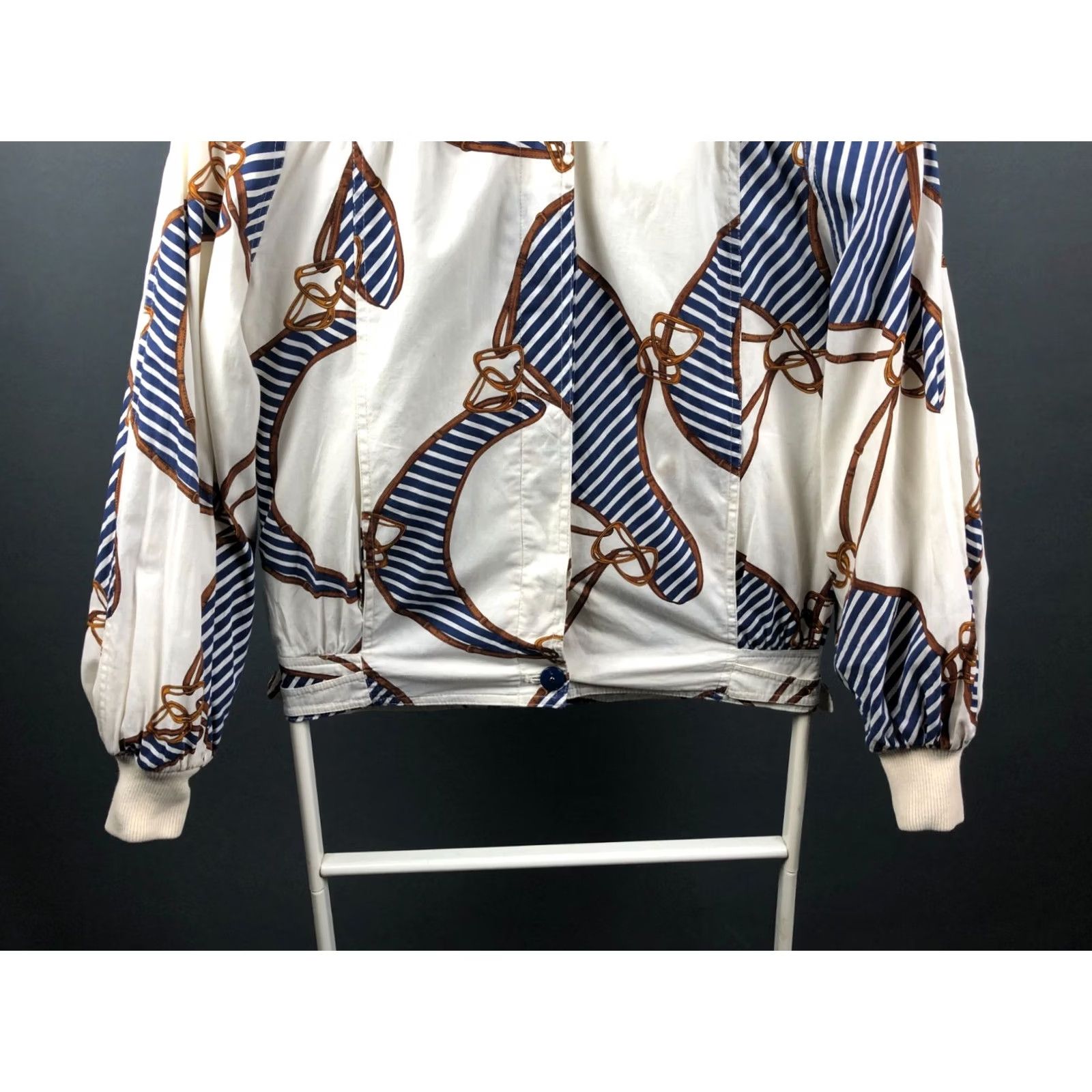Aquascutum VINTAGE Aquascutum Bomber Jacket Ivory Patterned Polyester Women's Size ONE SIZE - 5 Thumbnail