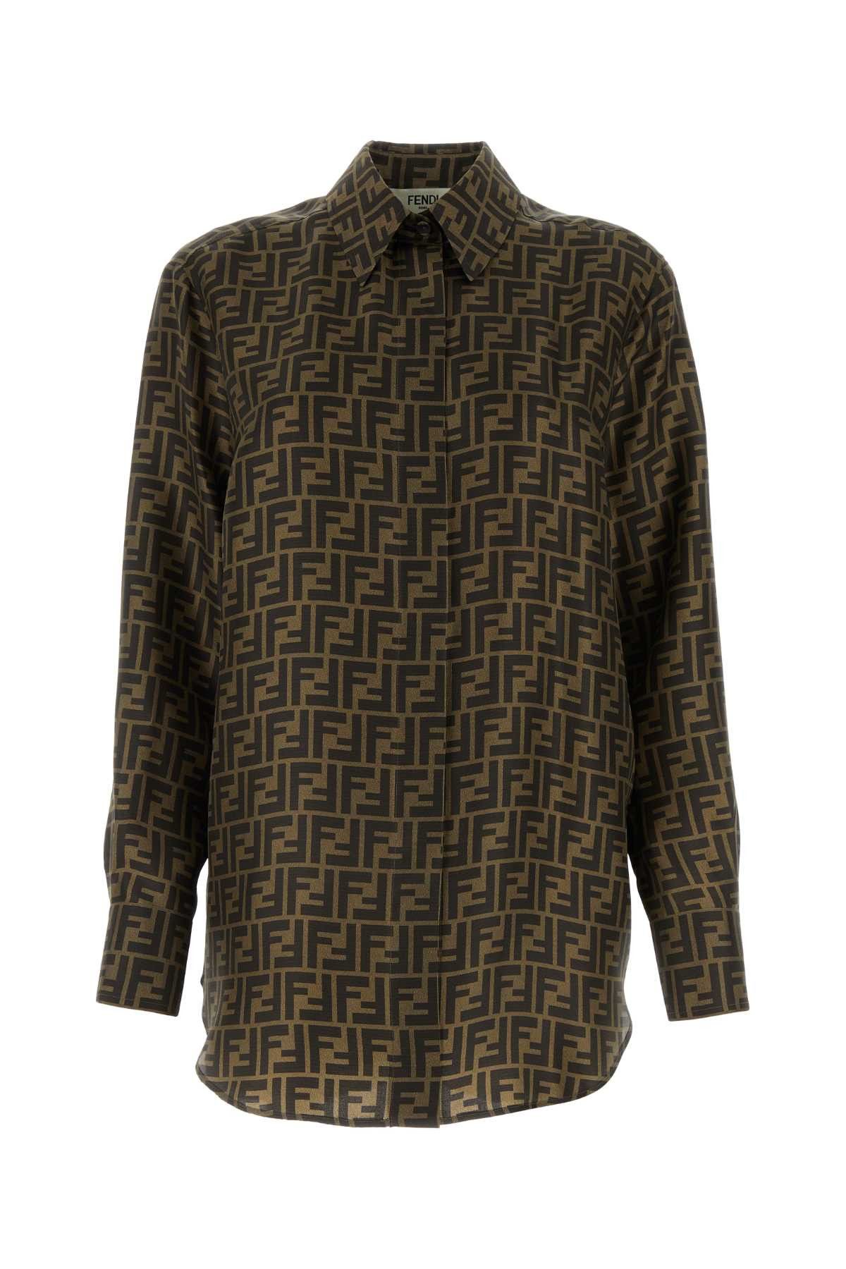 image of Fendi Printed Twill Shirt, Women's (Size Large)