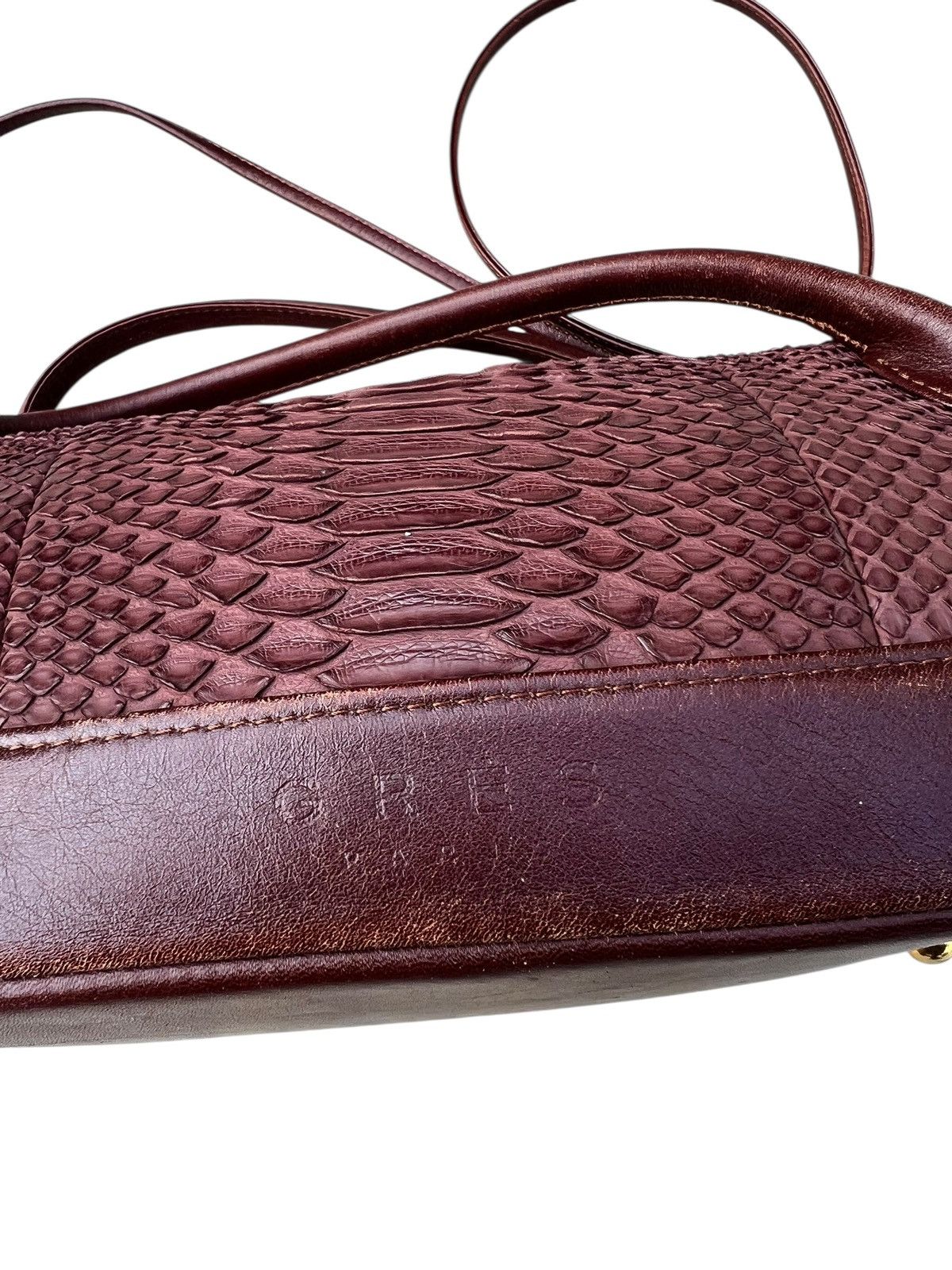 Leather Vintage GRES PARIS Python Skin Leather 2 Way Mini Boston Bag Size ONE SIZE - 12 Thumbnail