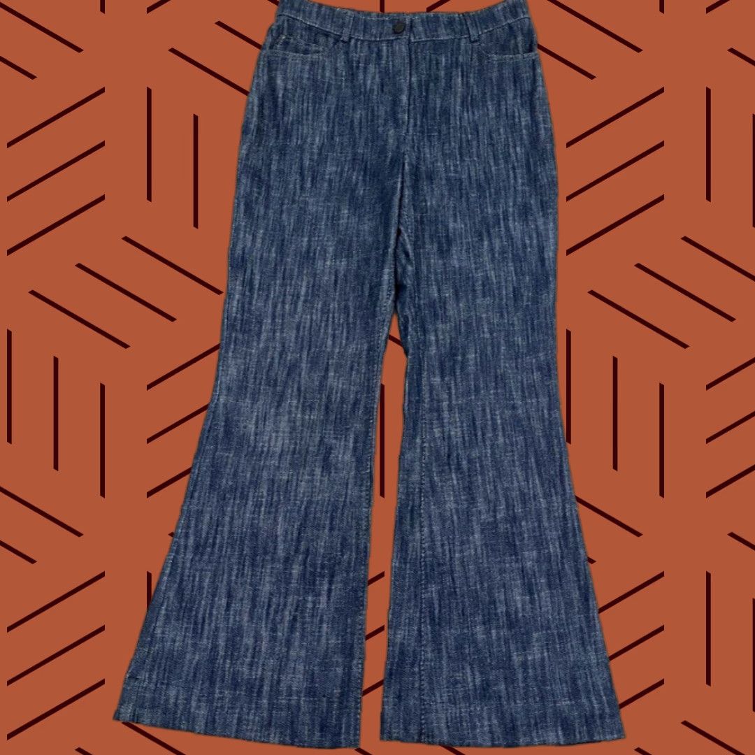 Akris Akris Pants Blue W29 L28.5 Flare Bell Denim Wool Blend Regular Size 8 Women Modern Bohemian Casual Workwear Pockets Front Flat Size 30" / US 8 / IT 44 - 1 Thumbnail