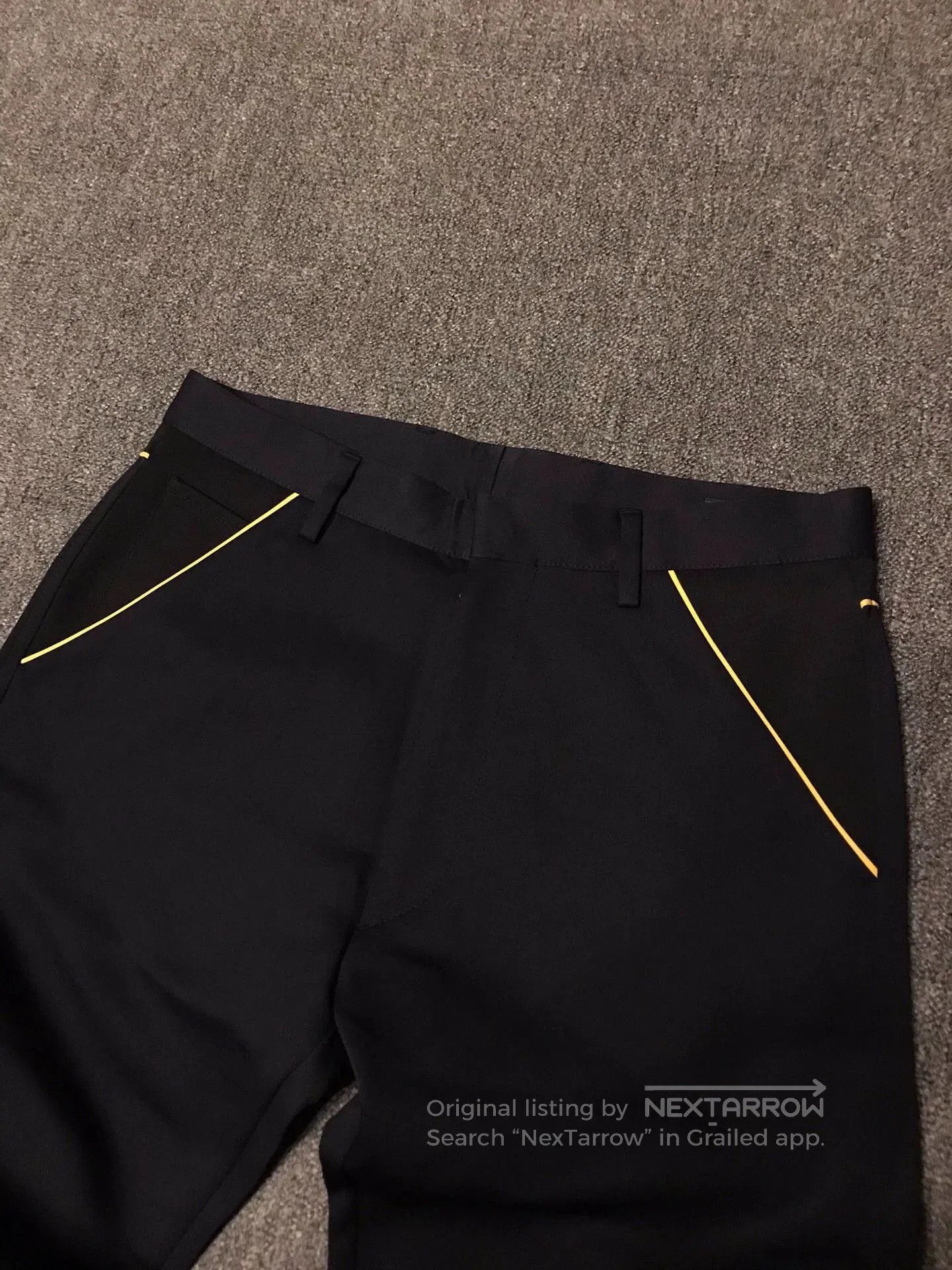 Prada Black Casual Pants with Yellow Stitch Detail. Size US 32 / EU 48 - 2 Thumbnail
